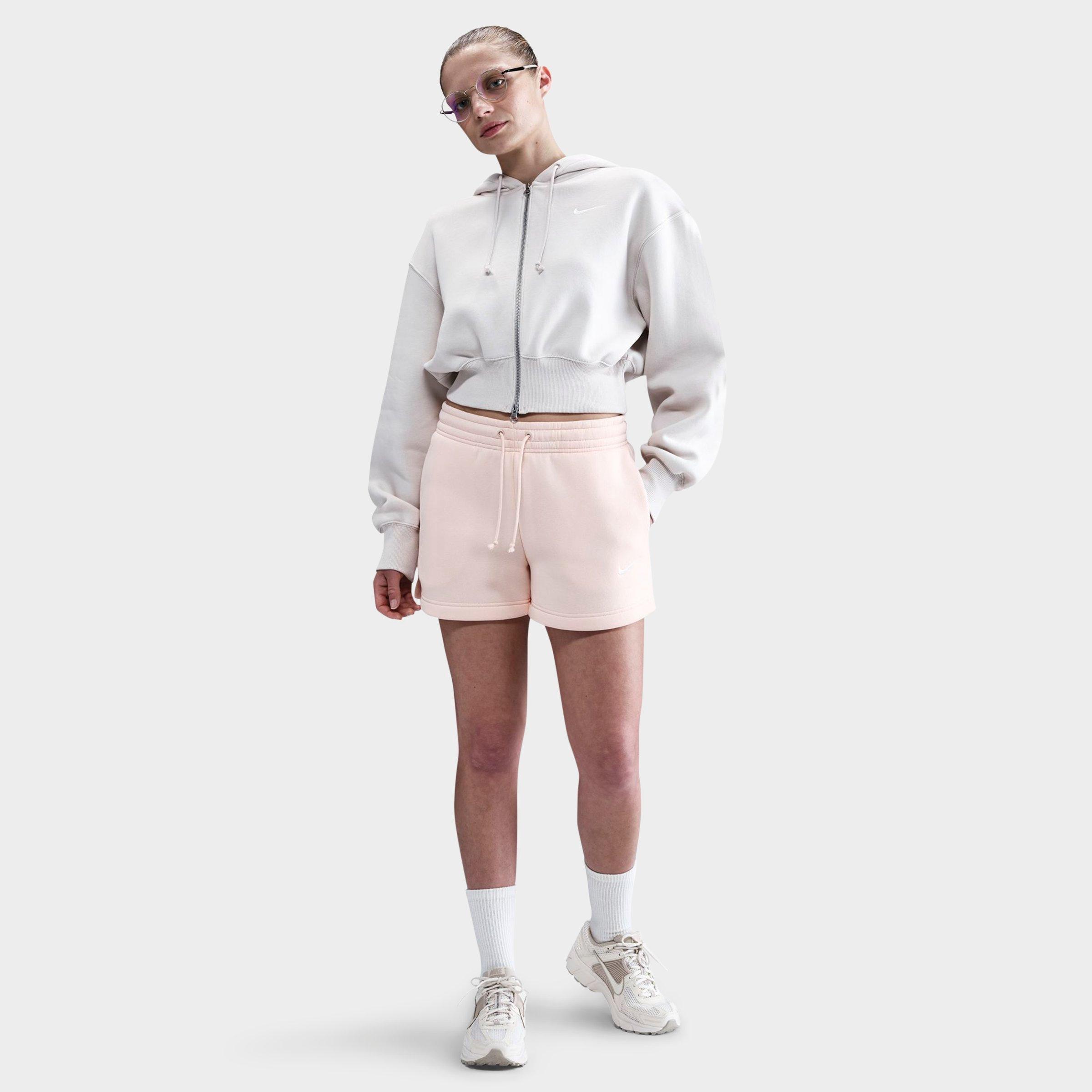 Nike Women's Sportswear Phoenix Fleece Mid-Rise 4" Shorts in WASHED CORAL/SAIL Size: XS