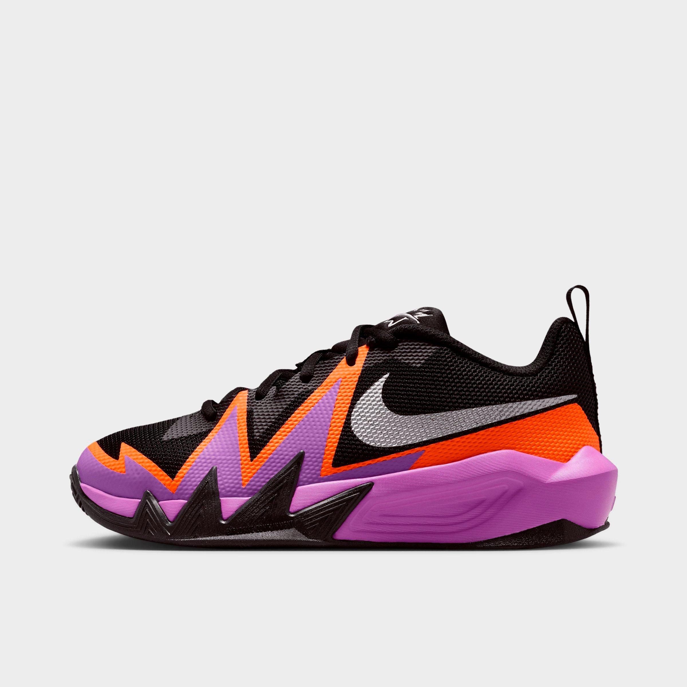Nike Big Kids S. T. Dynamite Basketball Shoes in Black/Bright Violet/Total Orange Size: 5.0