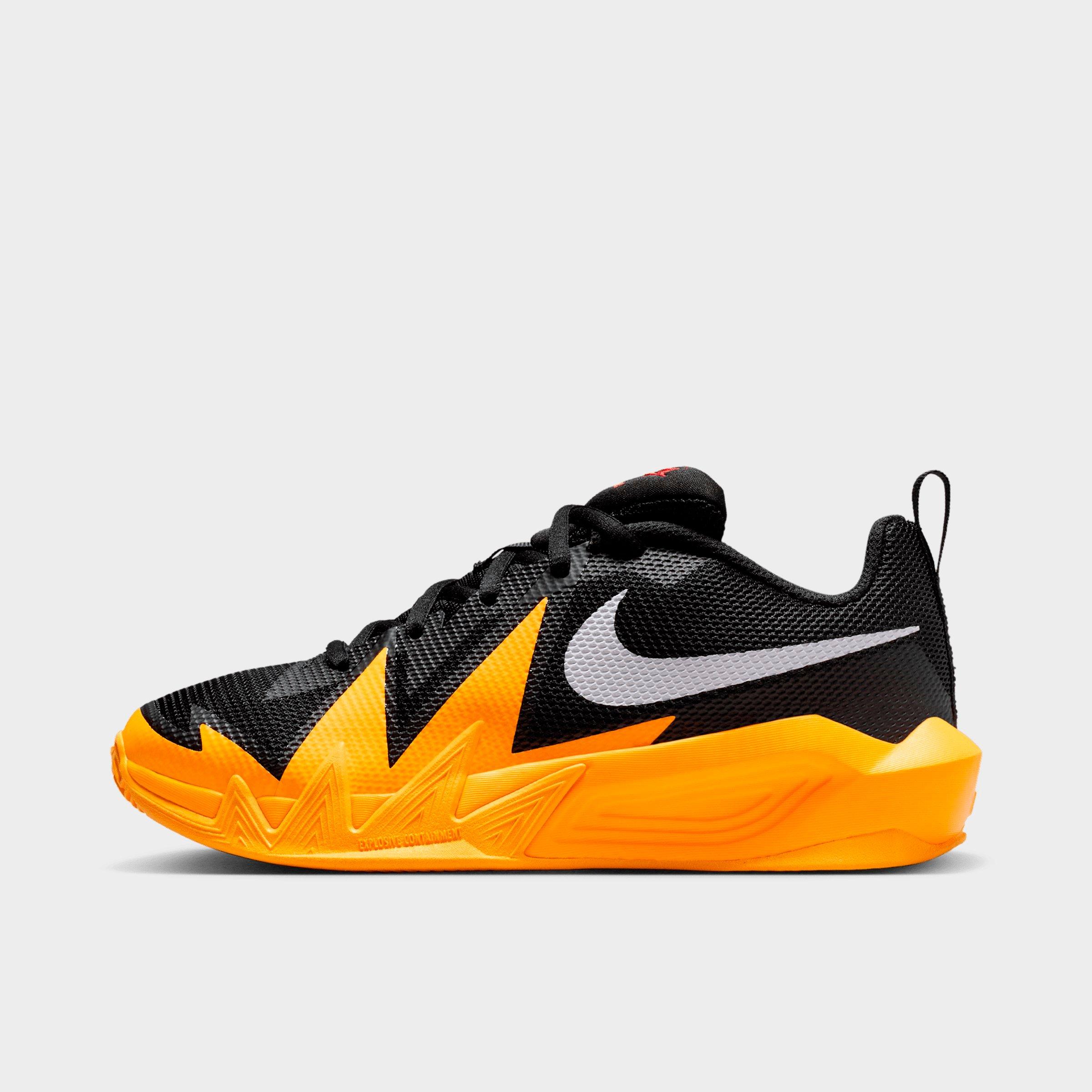 Nike Big Kids S. T. Dynamite Basketball Shoes in Black/Laser Orange/University Gold Size: 4.0