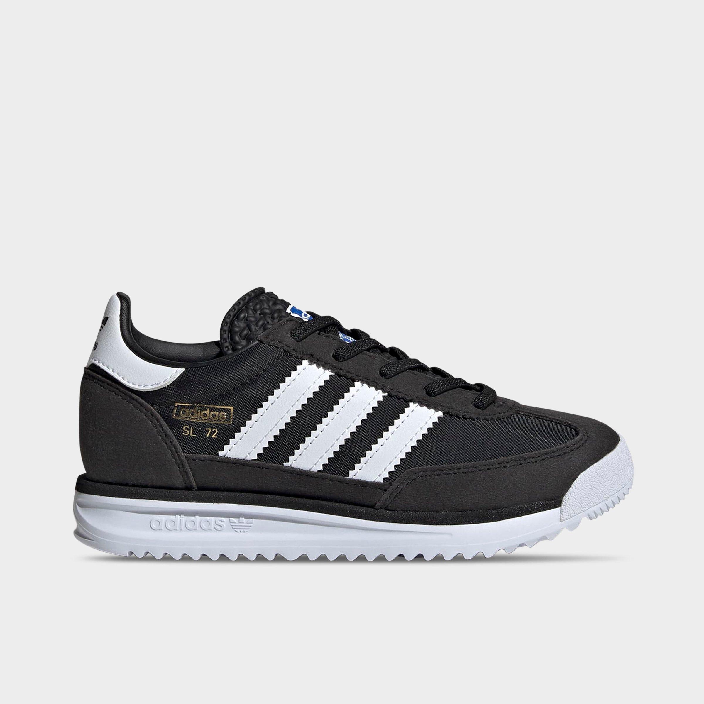 adidas Little Kids Originals SL 72 RS Stretch Lace Casual Shoes in Black/White/Blue Size: 1.0
