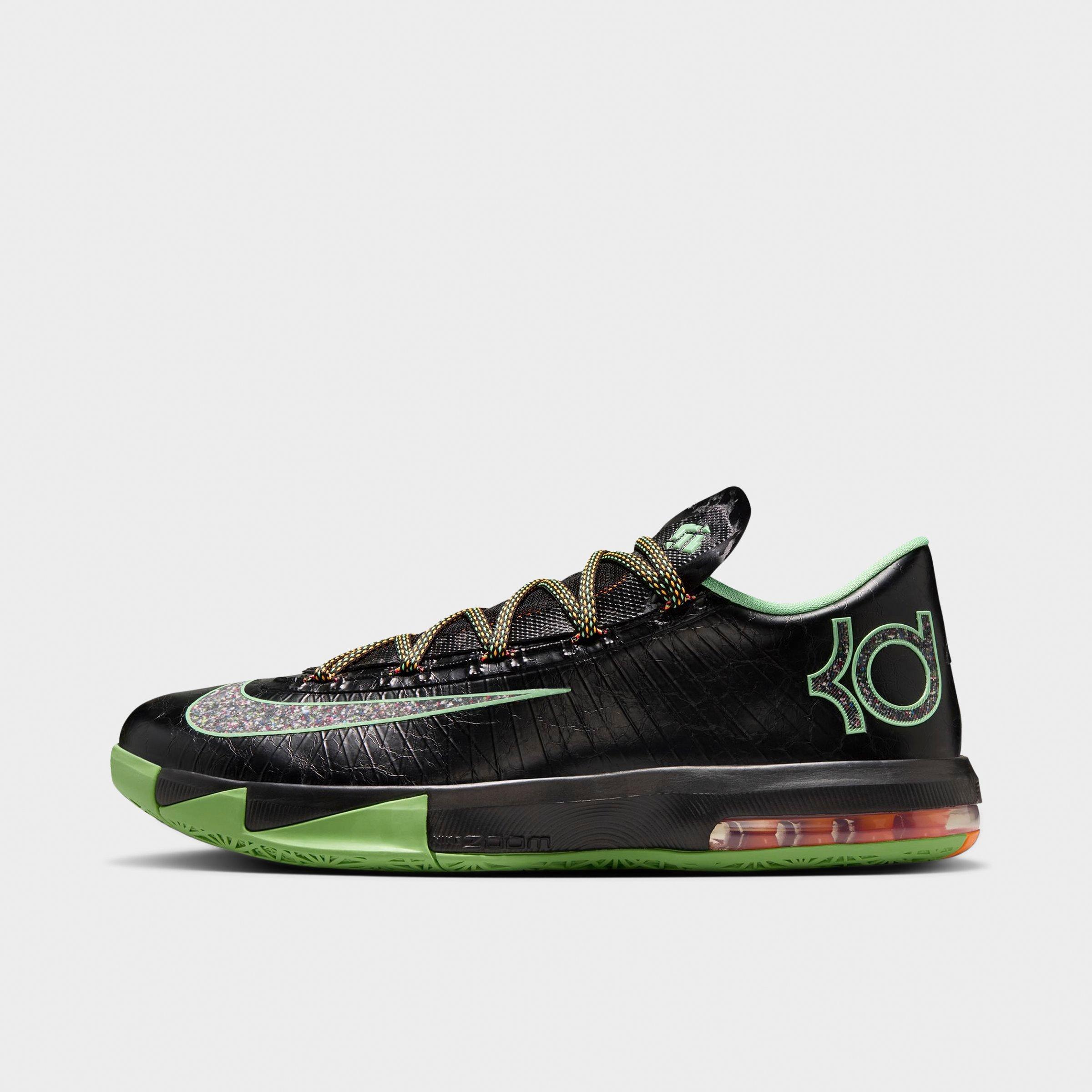 Nike Men's KD 6 Basketball Shoes in Black-Color/Light Lucid Green Size: 9.5