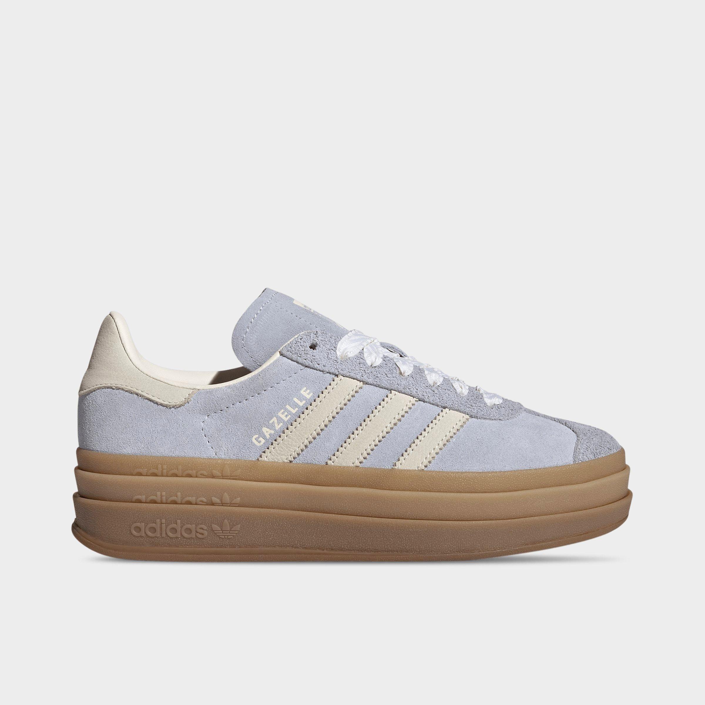 adidas Women's Originals Gazelle Bold Casual Shoes in Crystal Sky/Chalk Pearl/Ice Gold Metallic Size: 10.5
