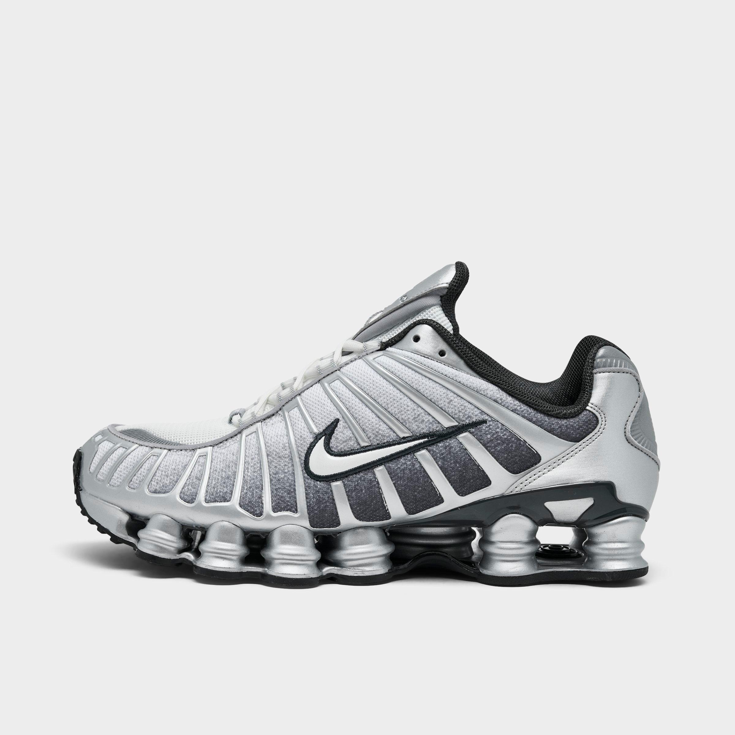 Nike Men's Shox TL Casual Shoes in Metallic Silver/Summit White/Wolf Grey Size: 7.5