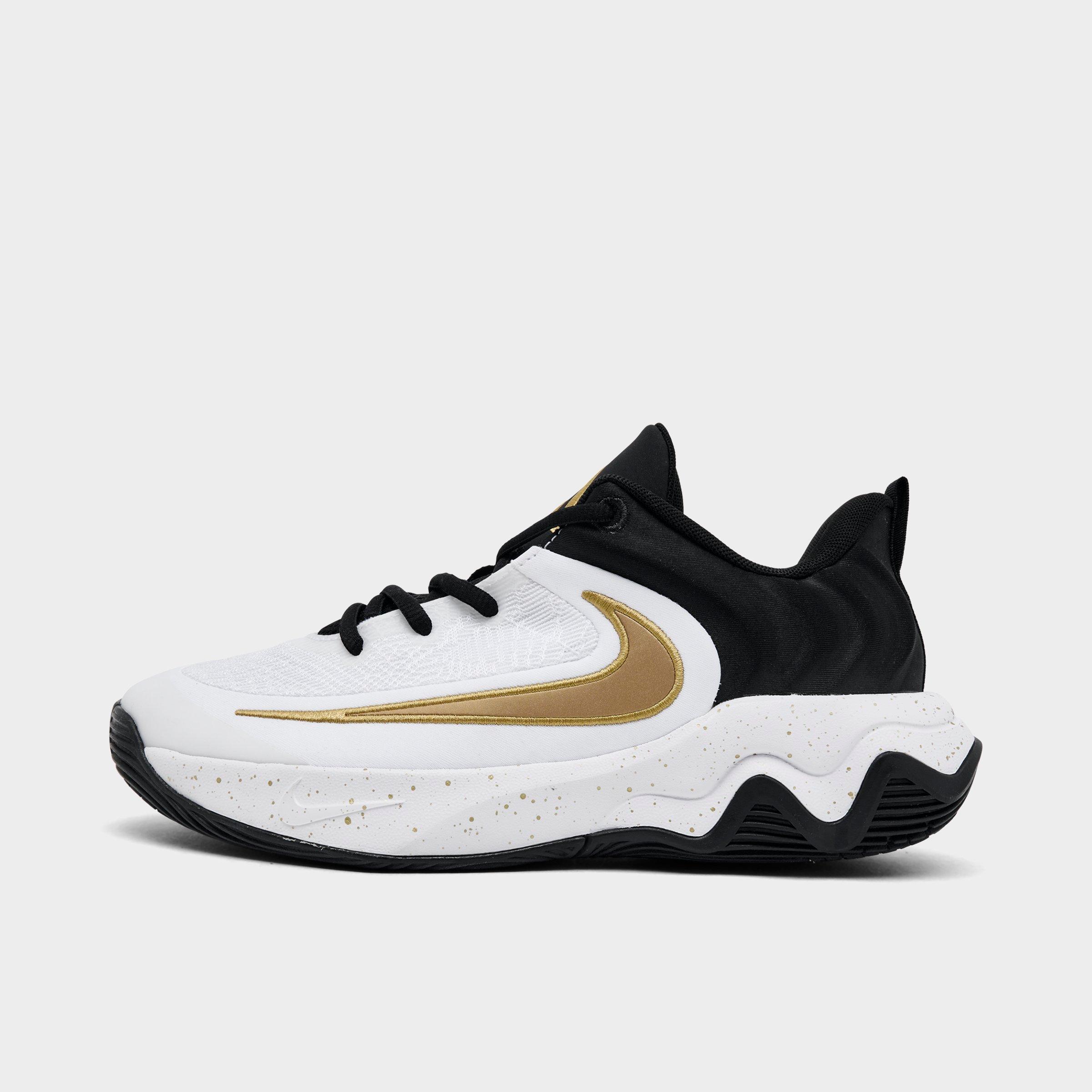 Nike Big Kids Giannis Immortality 4 Basketball Shoes in Black/White/Metallic Gold Size: 3.5