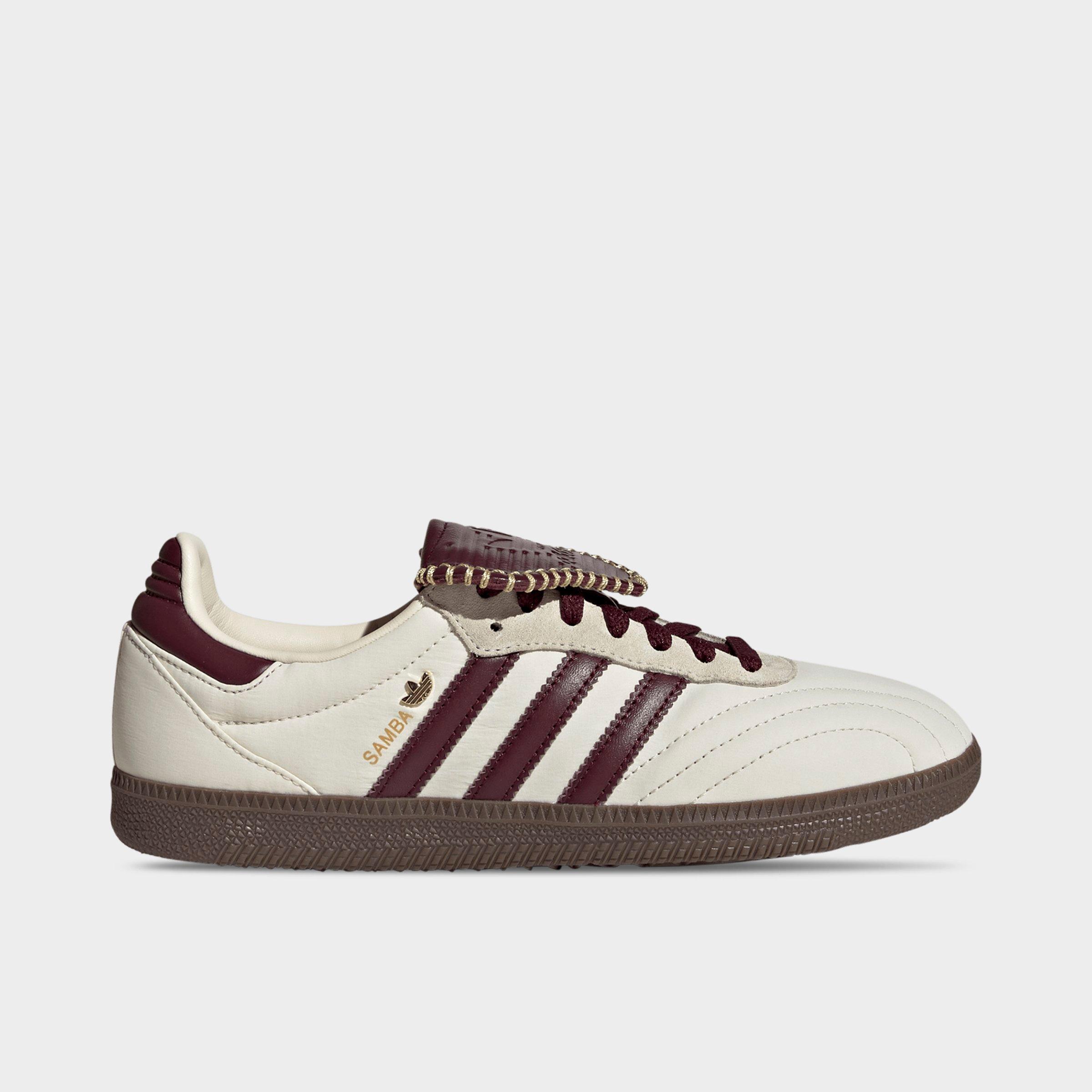 adidas Women's Originals Samba Long Tongue Casual Shoes in Cream White/Maroon/Gold Metallic Size: 5.5