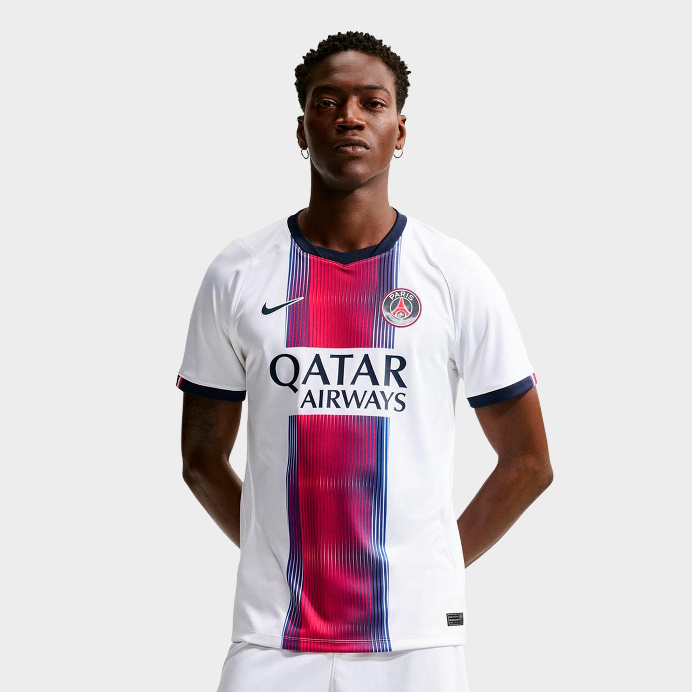 Nike Men's Paris Saint-Germain 2026-27 Stadium Away Dri-FIT Replica Soccer Jersey in White/College Navy/College Navy Size: Small