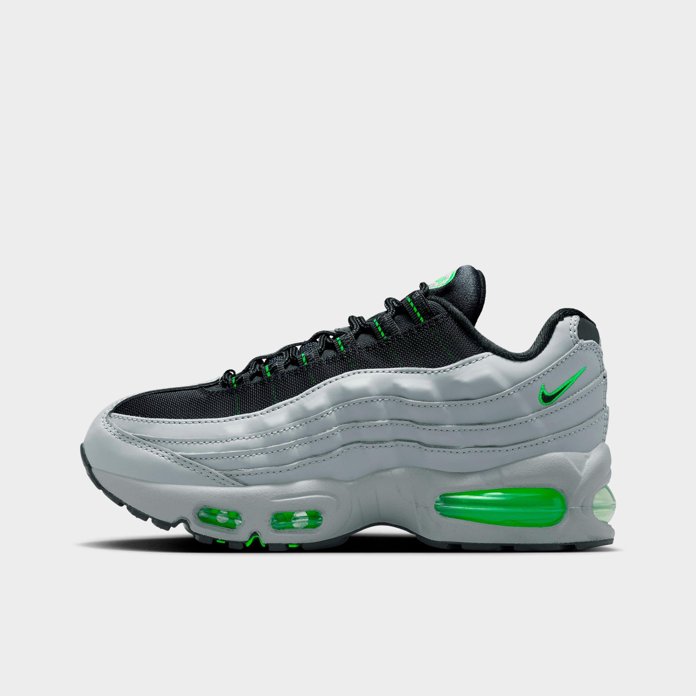 Nike Big Kids Air Max 95 Casual Shoes in Light Smoke Grey/Green Strike/White Size: 5.0