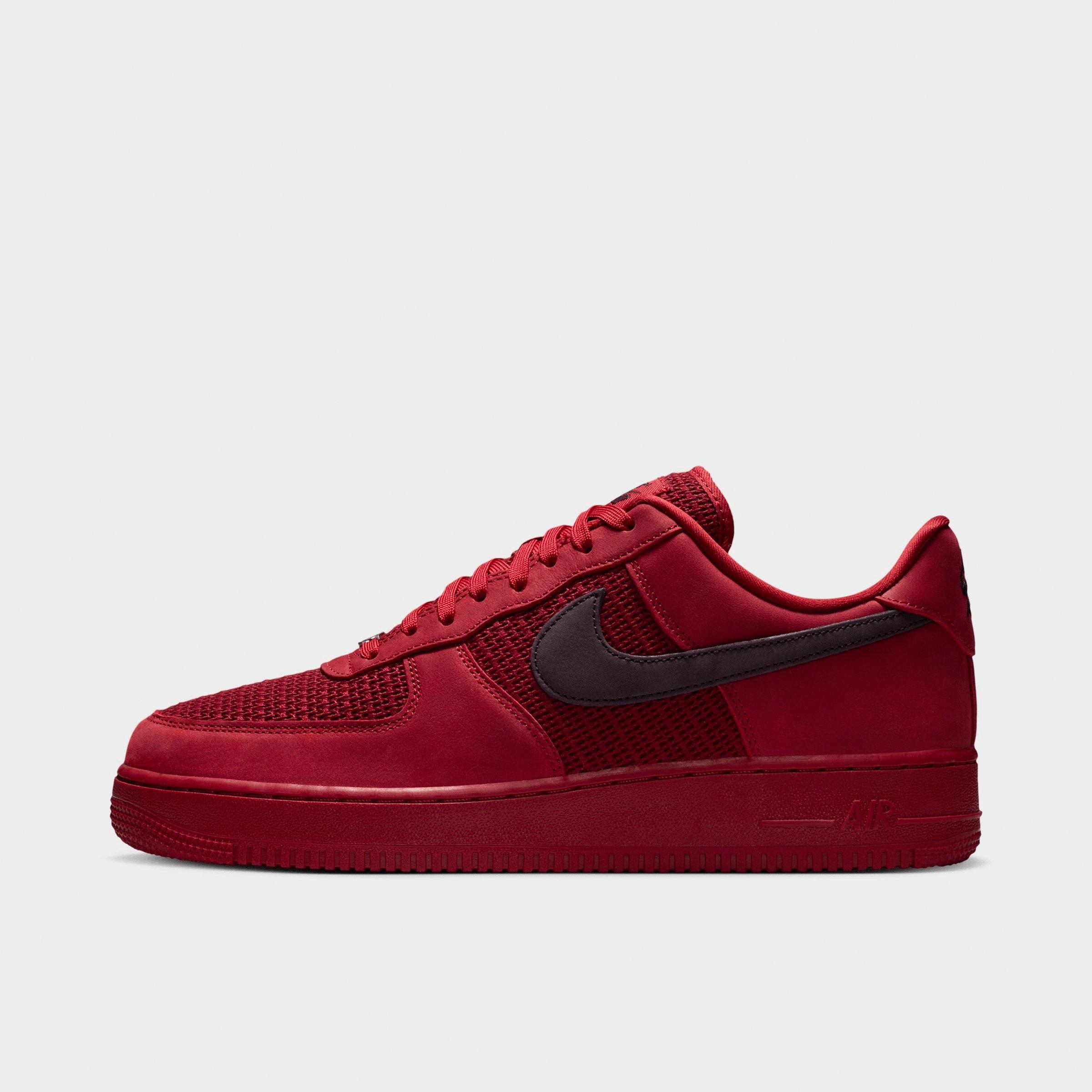 Nike Men's Air Force 1 '07 LV8 Woven Casual Shoes in Tough Red/Team Red/Metallic Silver Size: 8.0