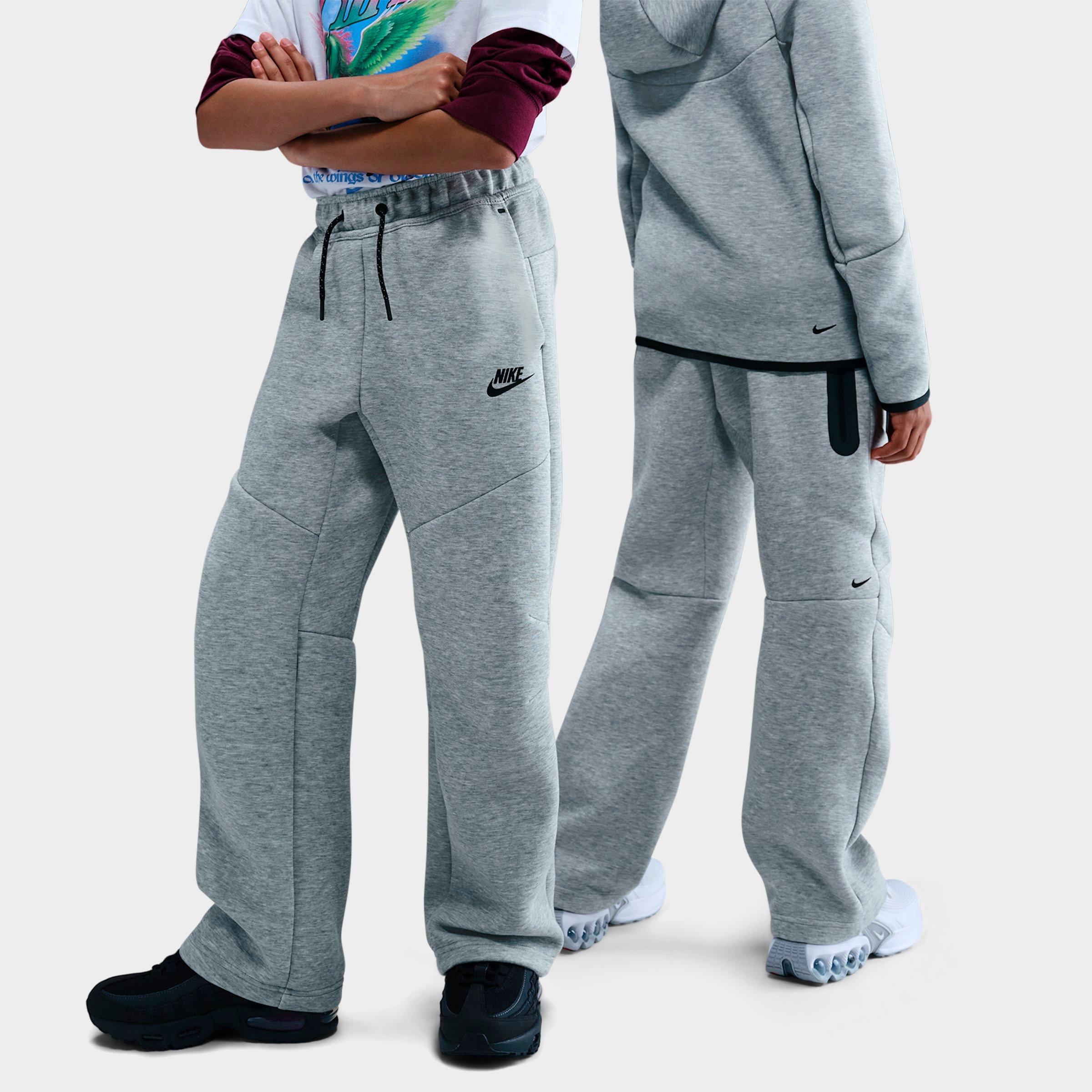 Nike Big Kids Sportswear Tech Fleece Open Hem Pants in Dark Grey Heather/Black Size: Small