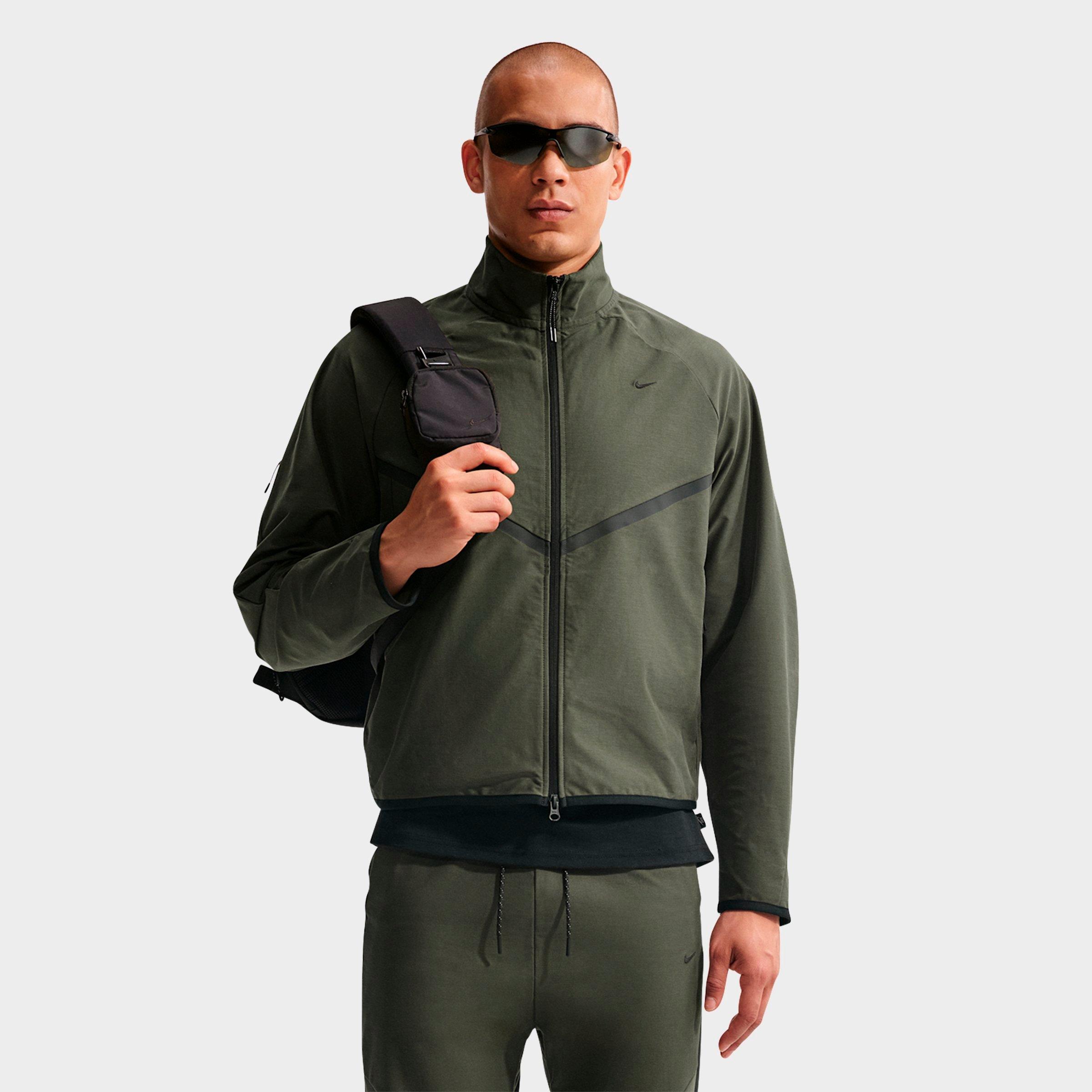 Nike Men's Sportswear Tech Dri-FIT Shori Knit Track Jacket in Cargo Khaki/Black Size: M Tall