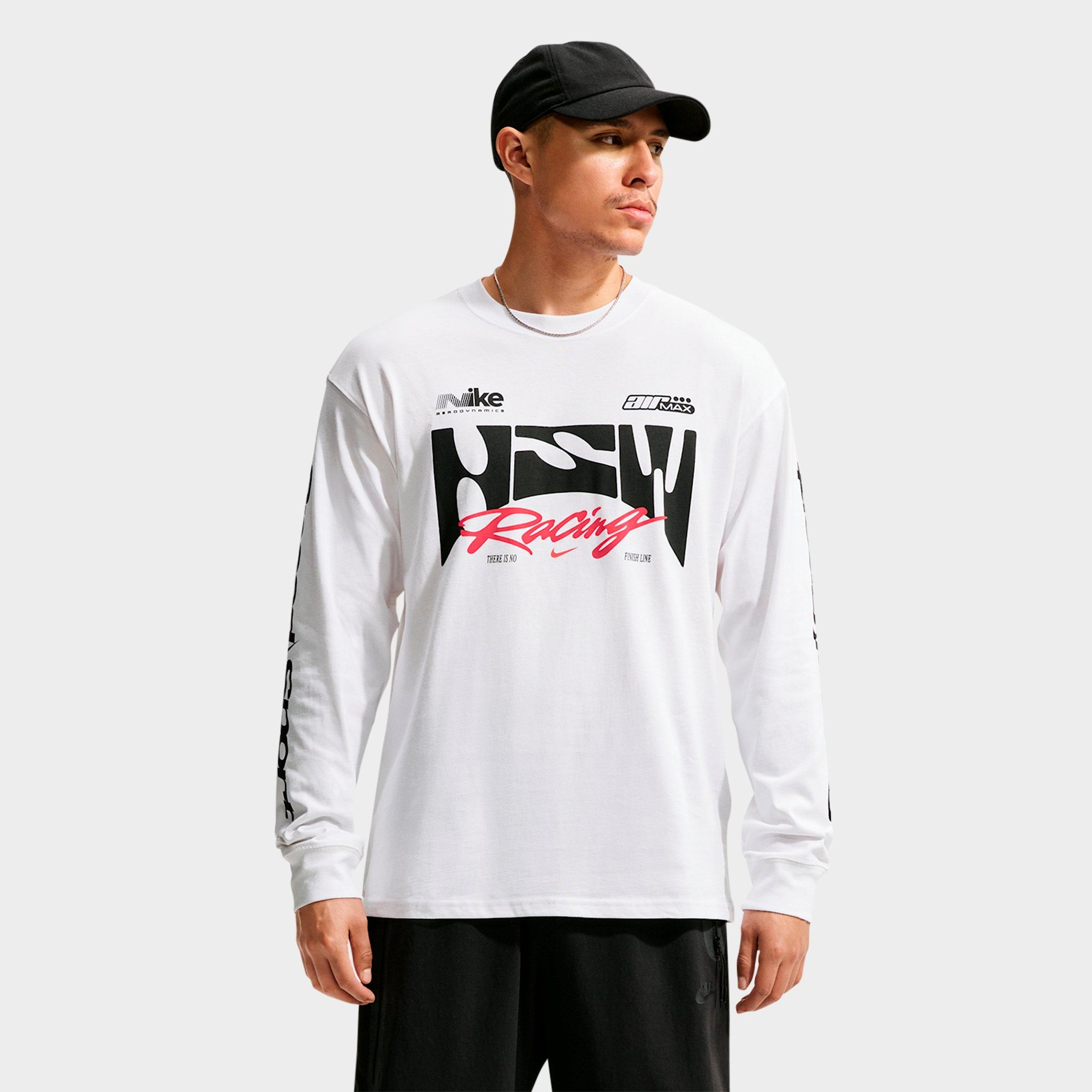 Nike Men's Sportswear Swoosh Speed Graphic Long-Sleeve T-Shirt in White Size: Medium