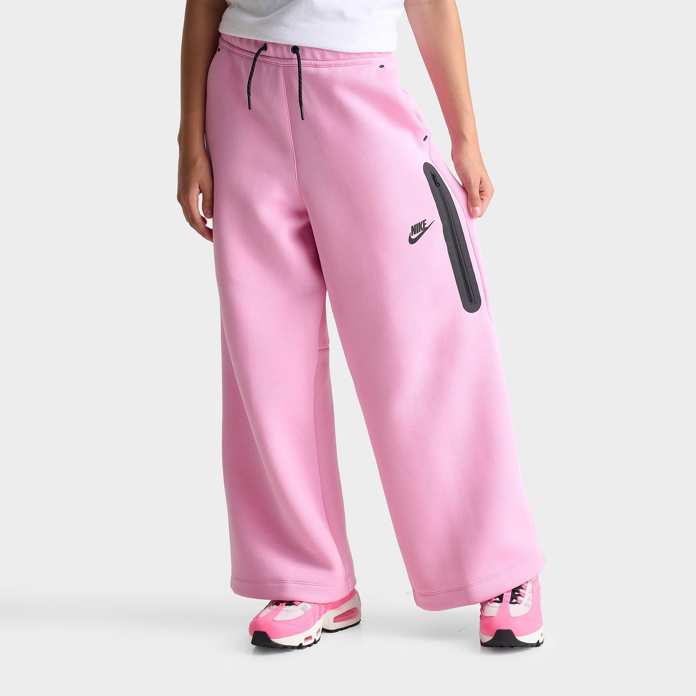 Nike Girls Big Kids Sportswear Tech Fleece Wide-Leg Pants in Pink Rise Size: Medium