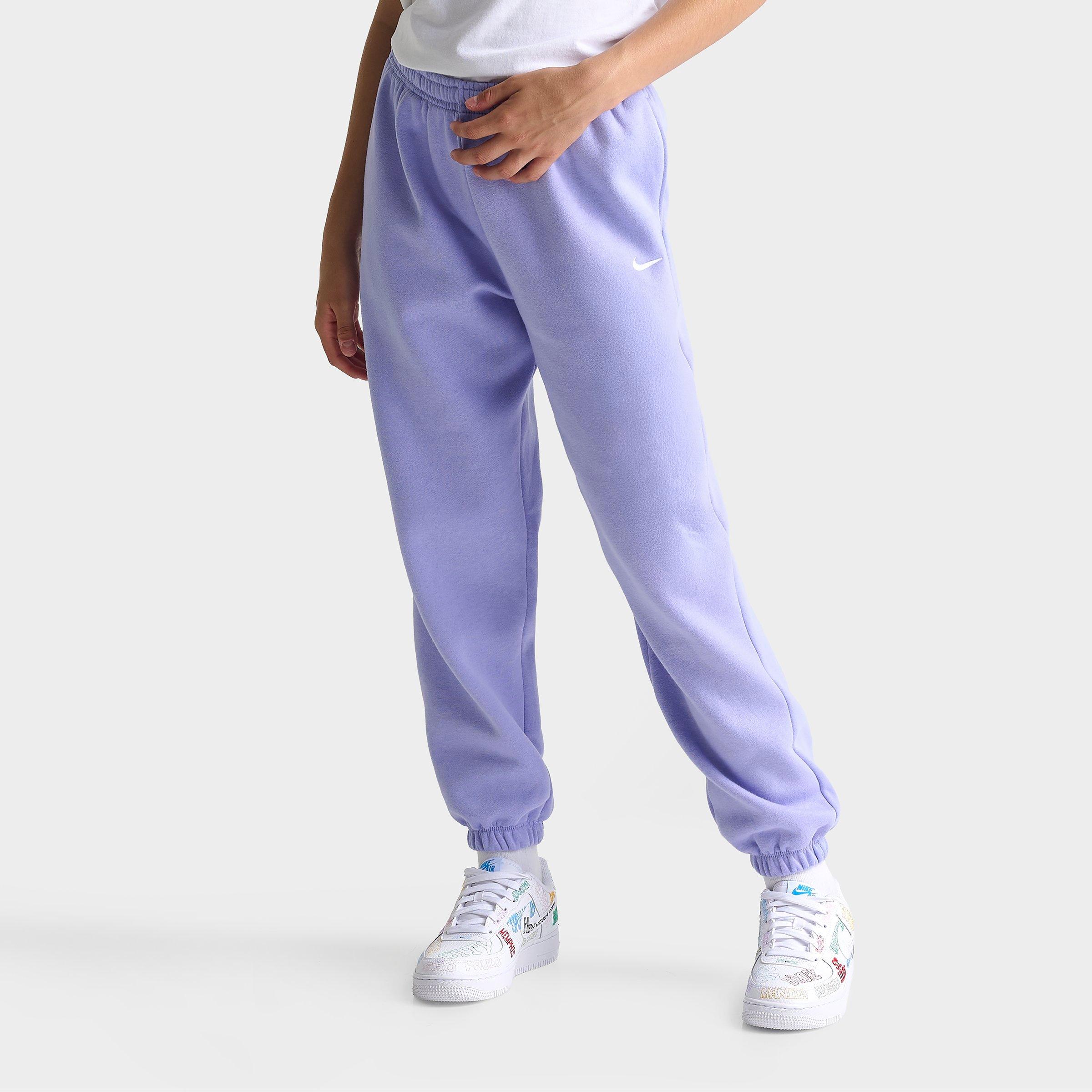 Nike Girls Big Kids Sportswear Studio Fleece Jogger Pants in Light Thistle/White Size: XS