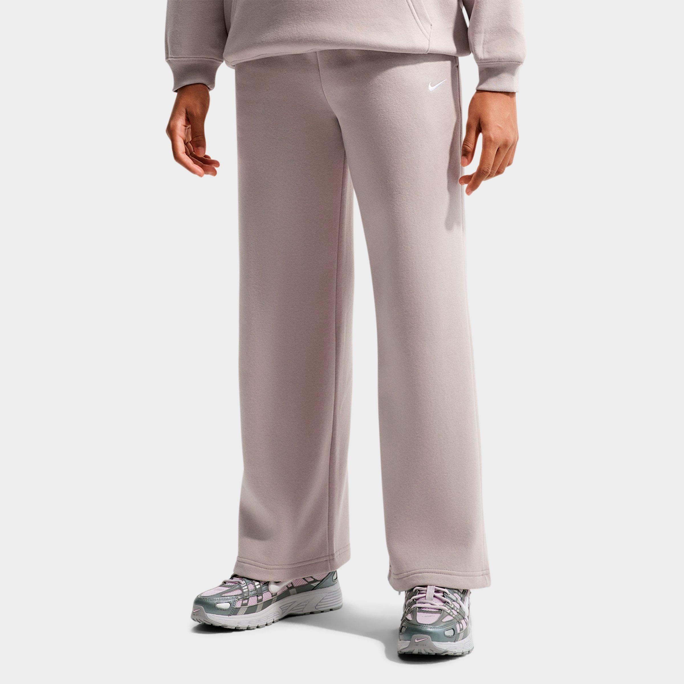 Nike Girls Big Kids Sportswear Studio Fleece Open Hem Sweatpants in Moon Particle/White Size: XS
