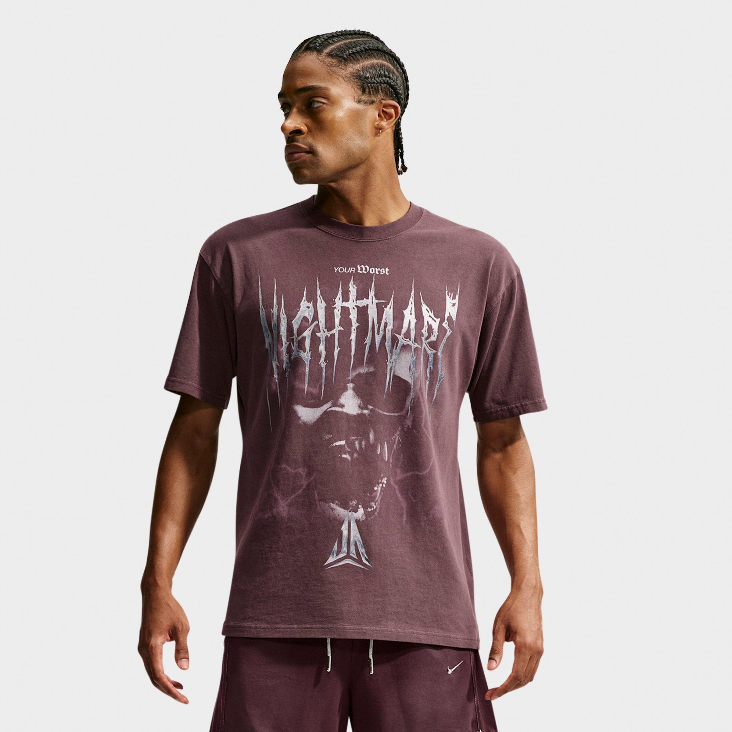 Nike Men's Ja Nightmare Graphic Basketball T-Shirt in Burgundy Crush Size: Medium