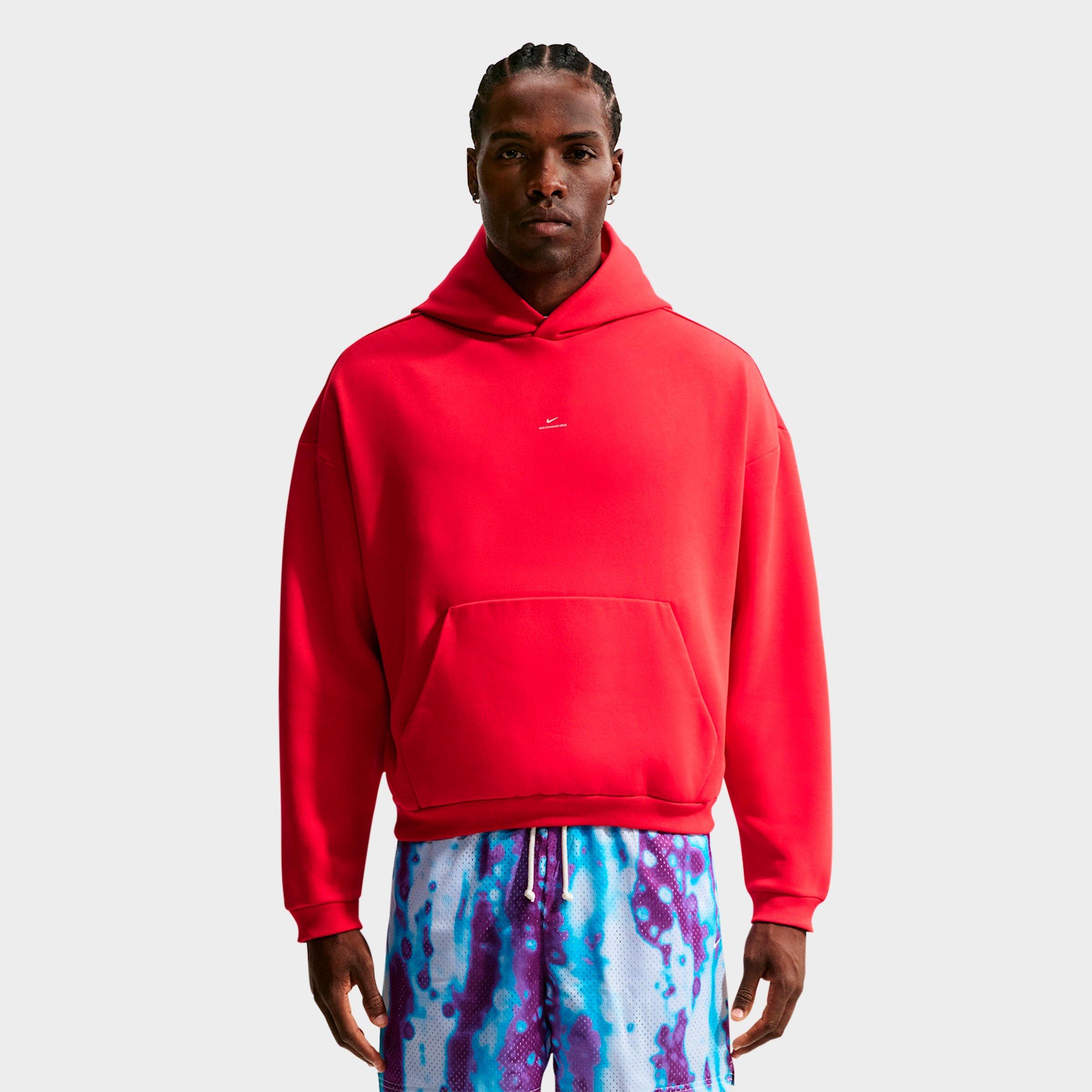 Nike Men's Standard Issue Therma-FIT Brushed Basketball Pullover Hoodie in University Red/Pale Ivory Size: XL
