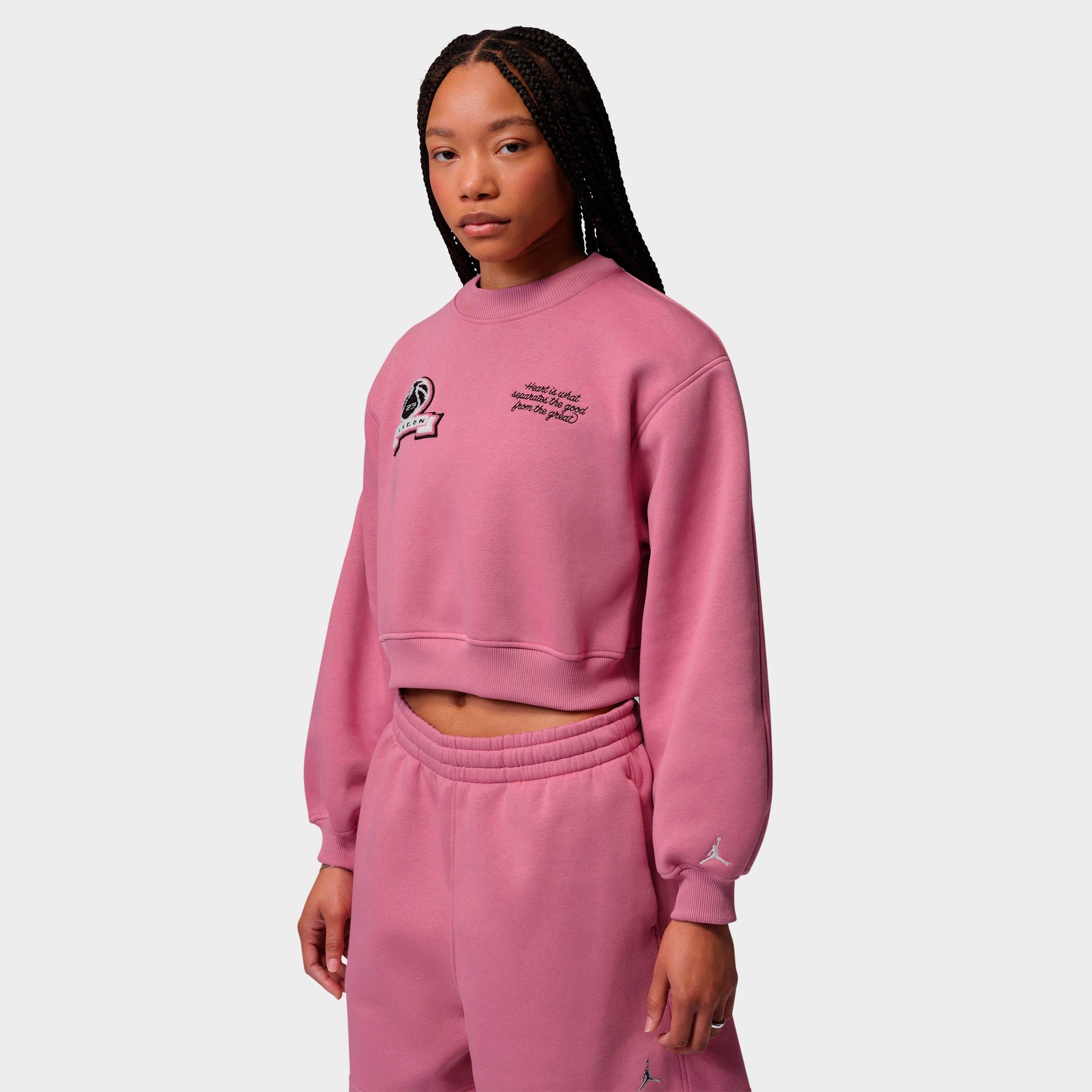 Jordan Women's Brooklyn Fleece Cropped Crewneck Sweatshirt in Desert Berry/Sail Size: XS