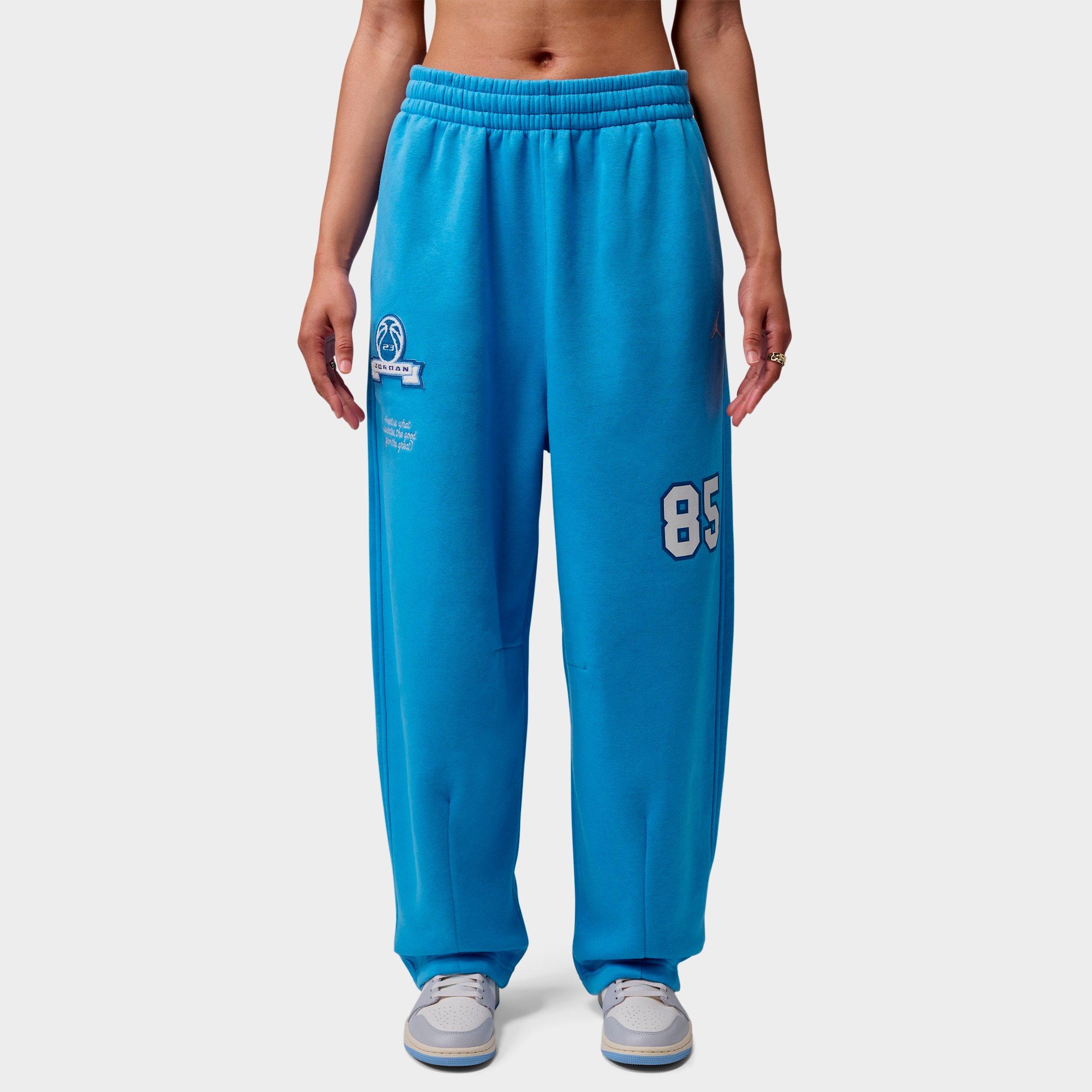 Jordan Women's Brooklyn Fleece Wide-Leg Graphic Pants in Blue Beyond/Sail Size: XL