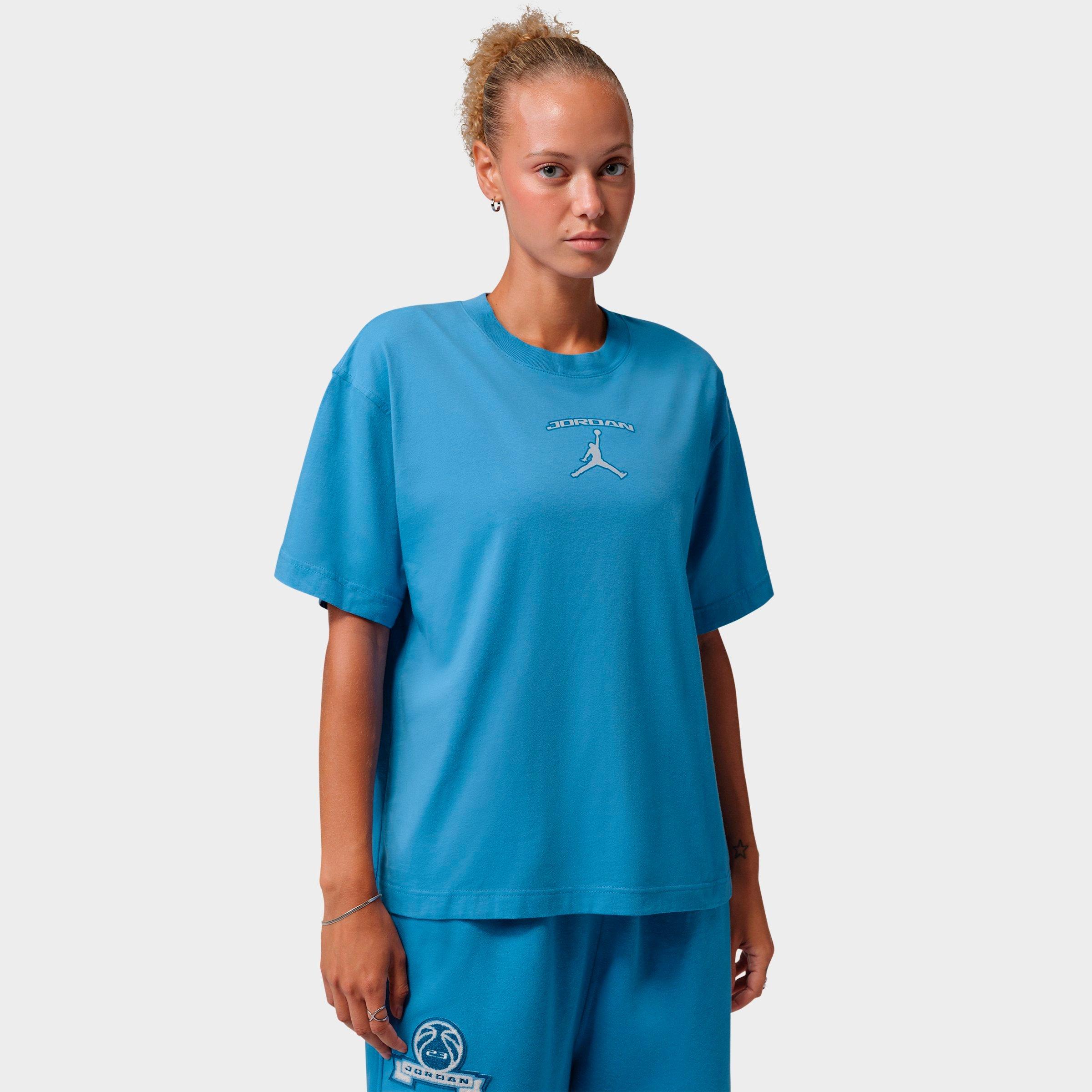 Jordan Women's Varsity MJ Quote Girlfriend T-Shirt in Blue Beyond Size: Medium