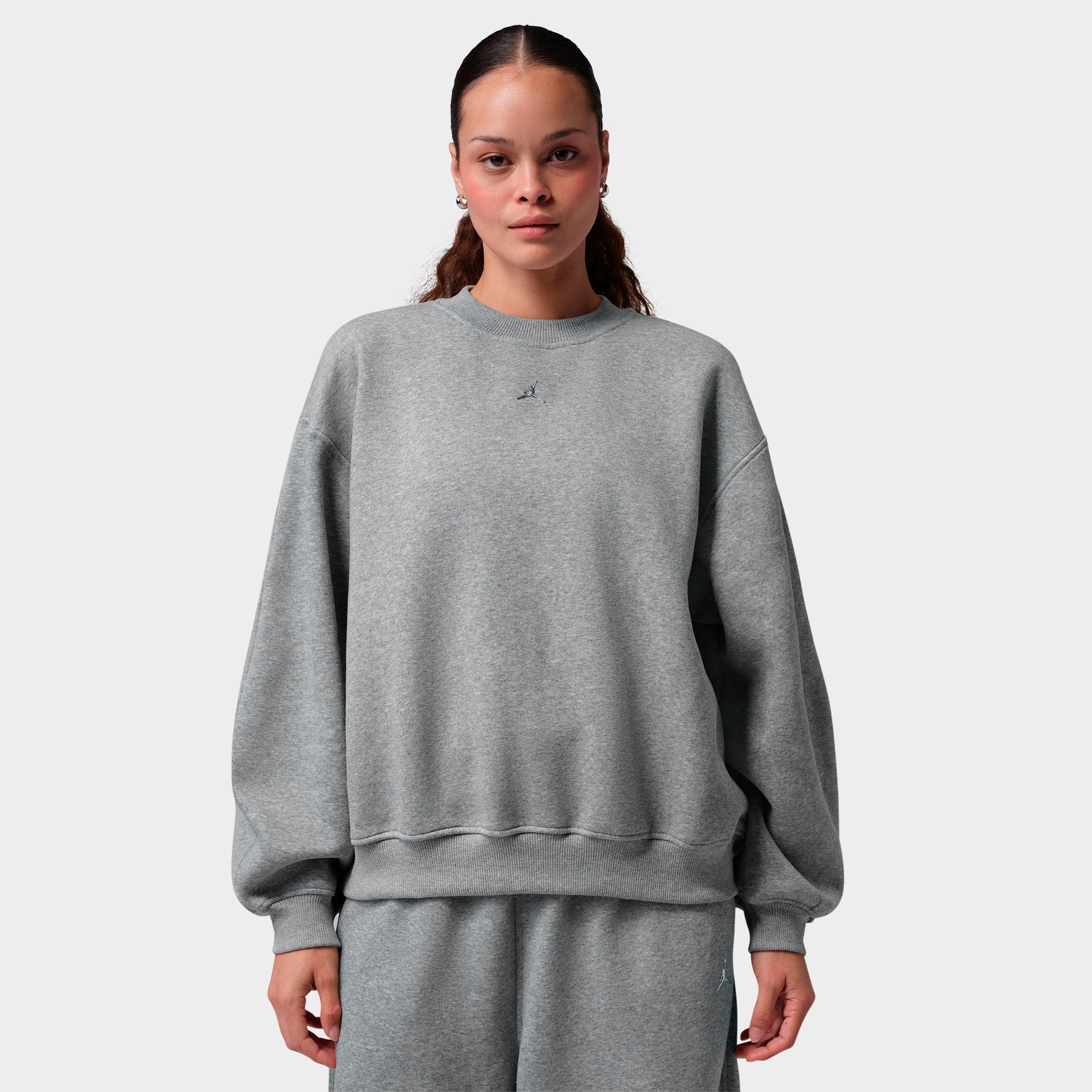 Jordan Women's Brooklyn Fleece Crewneck Sweatshirt in Dark Grey Heather Size: Medium