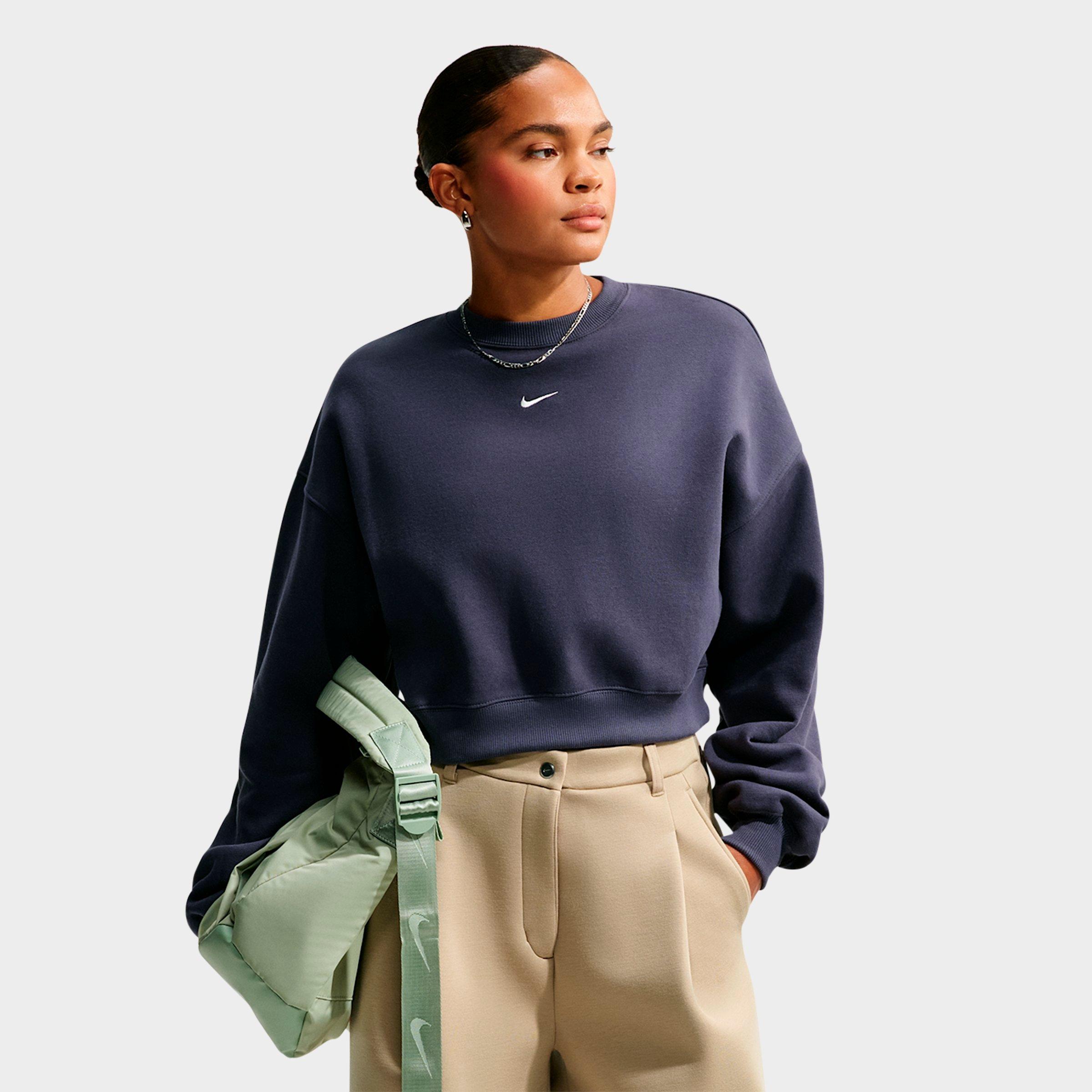 Nike Women's Studio Fleece Medium Weight Oversized Cropped Crewneck Sweatshirt