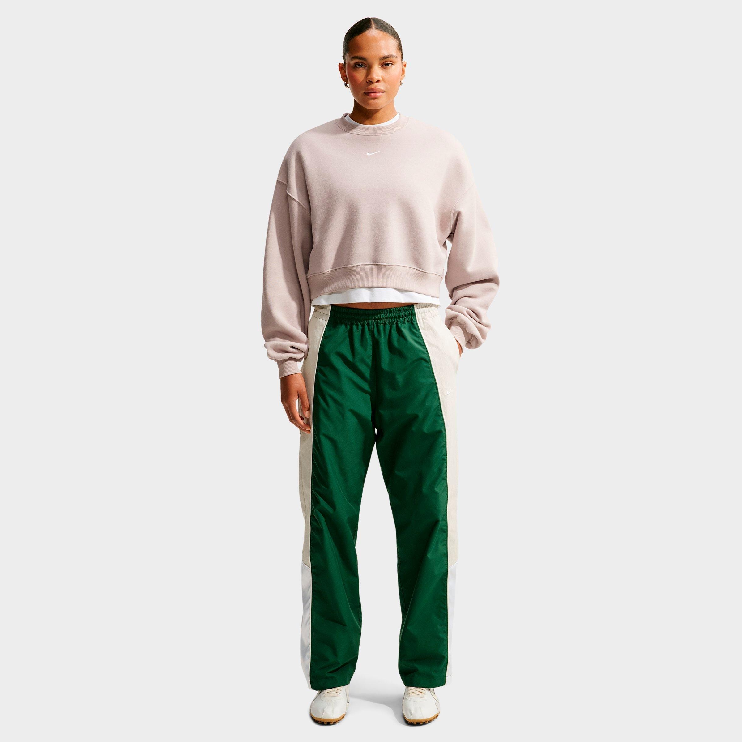 Nike Women's Studio Fleece Medium Weight Oversized Cropped Crewneck Sweatshirt in Cream II/Sail Size: Small