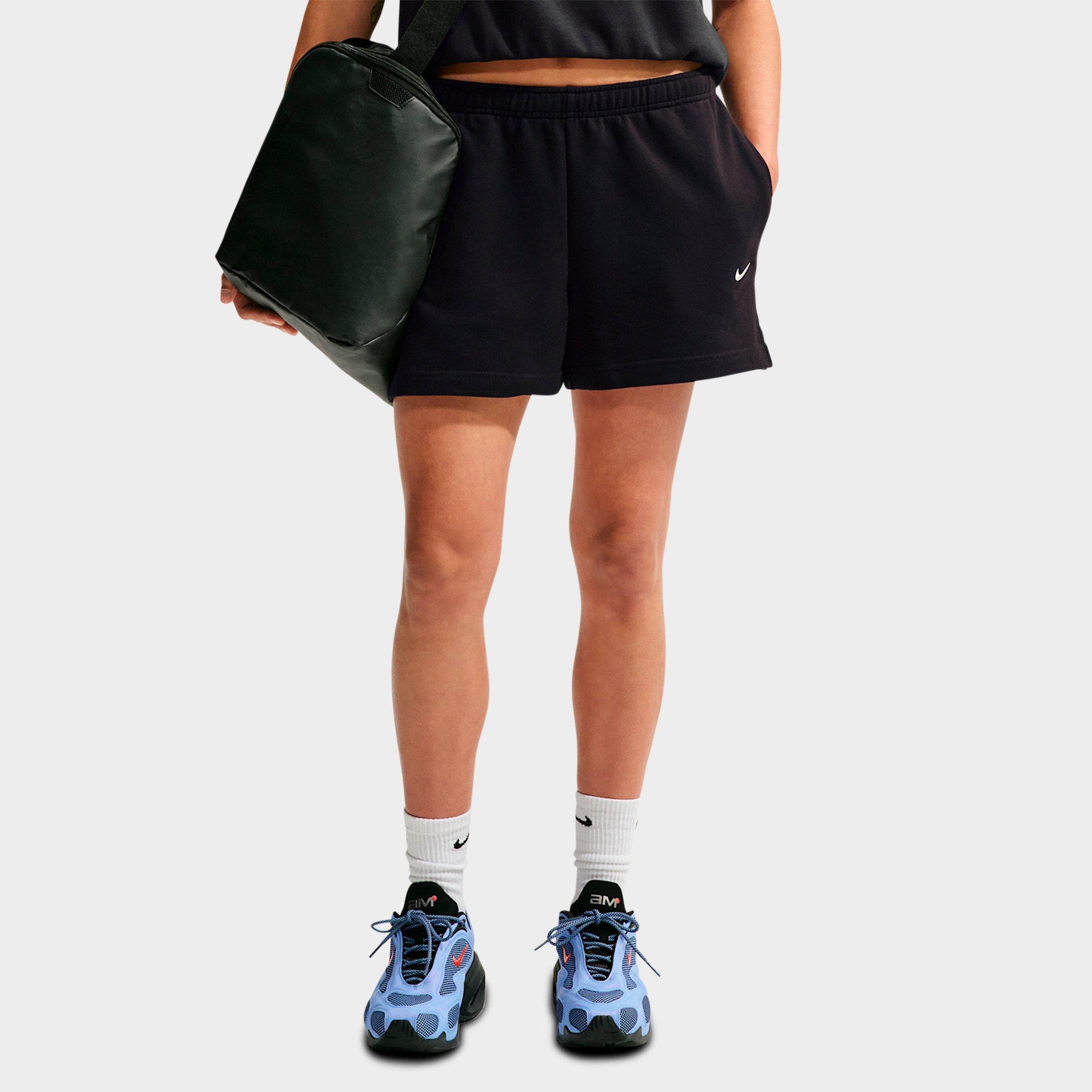 Nike Women's Studio Fleece Lightweight French Terry Mid-Rise Shorts in Total Black/Sail Size: Small