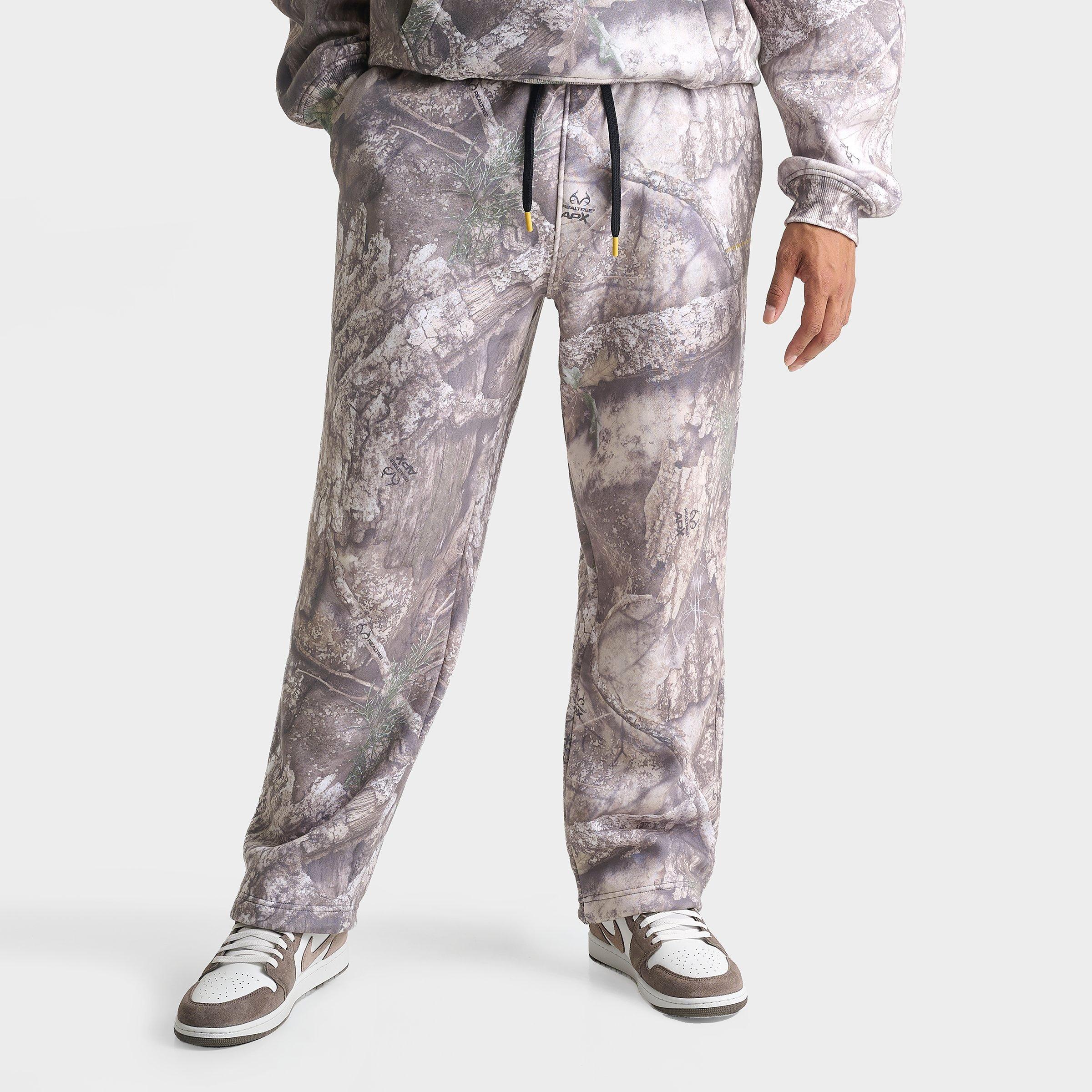 Jordan Men's Brooklyn Realtree Fleece Open-Hem Pants in Realtree Camo/White/Bright Citron Size: Large