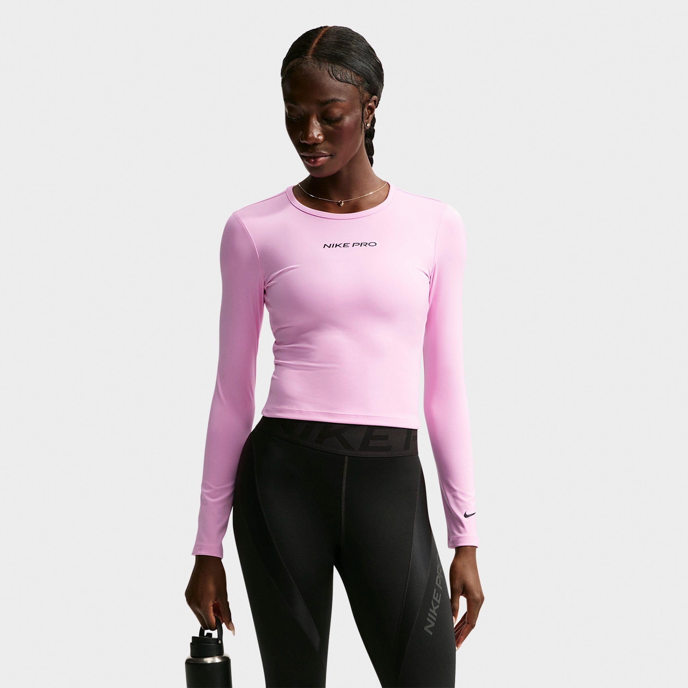Nike Women's Pro Sculpt Dri-FIT Long-Sleeve Top in Pink Rise/Black Size: Small