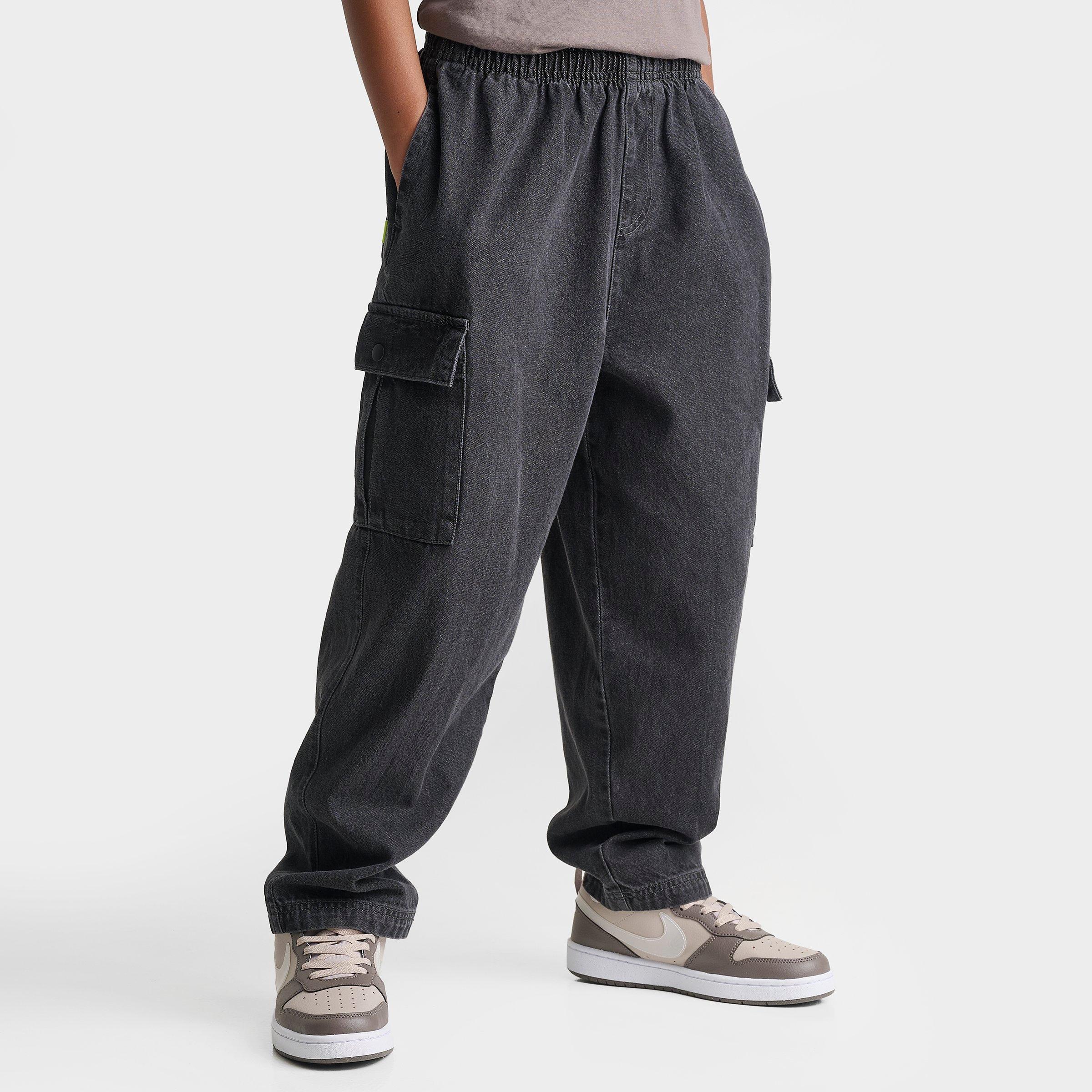 Nike Big Kids Sportswear Collection Denim Cargo Pants in Black Size: Large