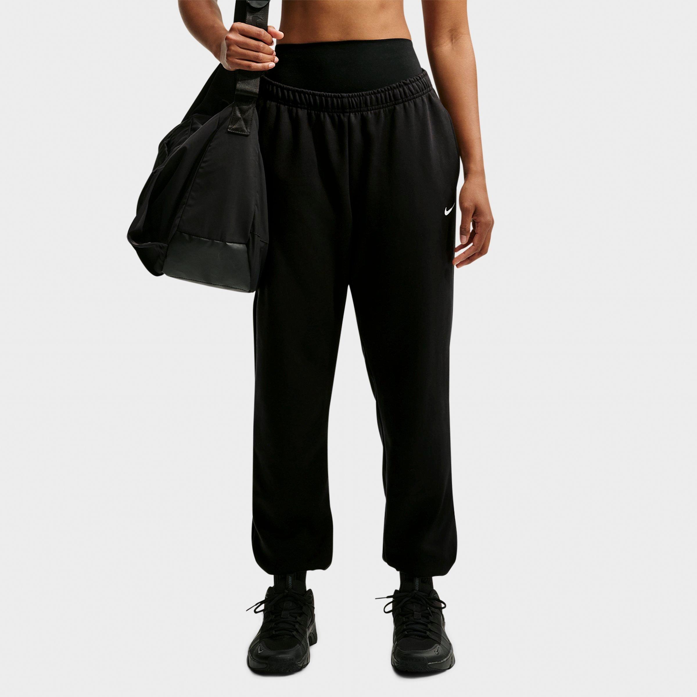 Nike Women's Studio Fleece Sport Mid-Rise Dri-FIT Cuffed Pants in Black/White Size: Small