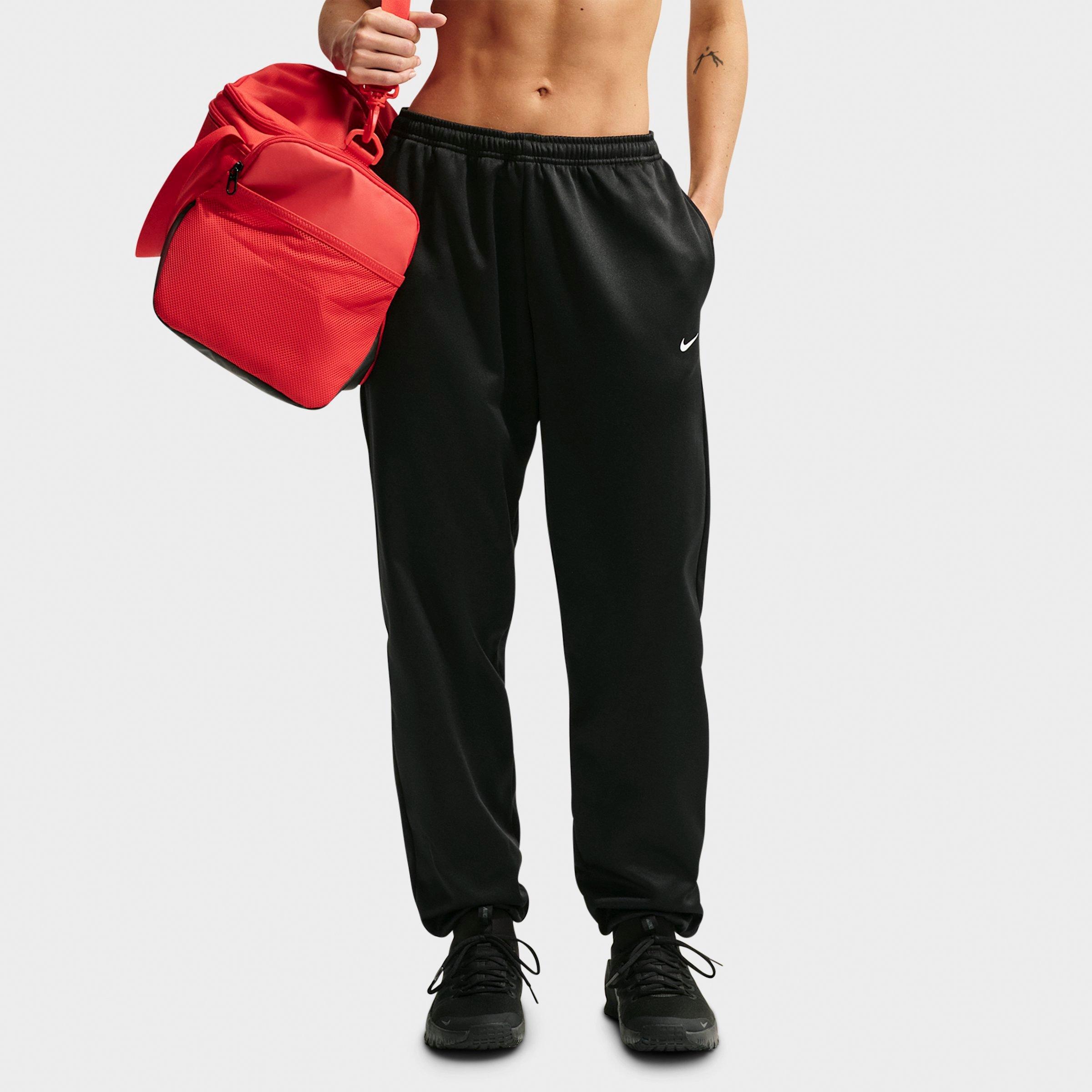Nike Women's Studio Fleece Sport Mid-Rise Therma-FIT Cuffed Pants in Black/White Size: 2XL