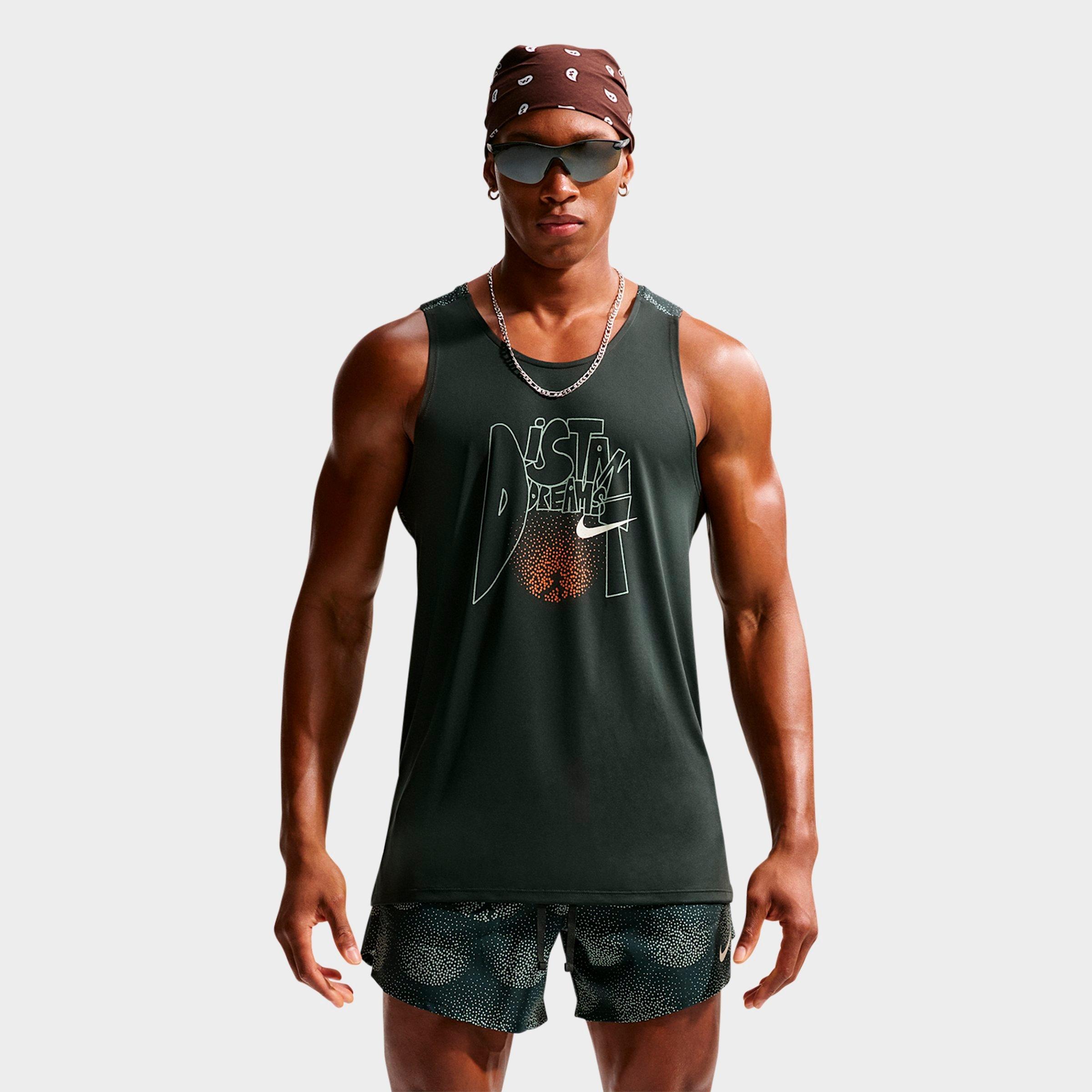 Nike Men's Stride Dri-FIT Distant Dreams ADV Running Tank Top in Black Spruce Size: 2XL