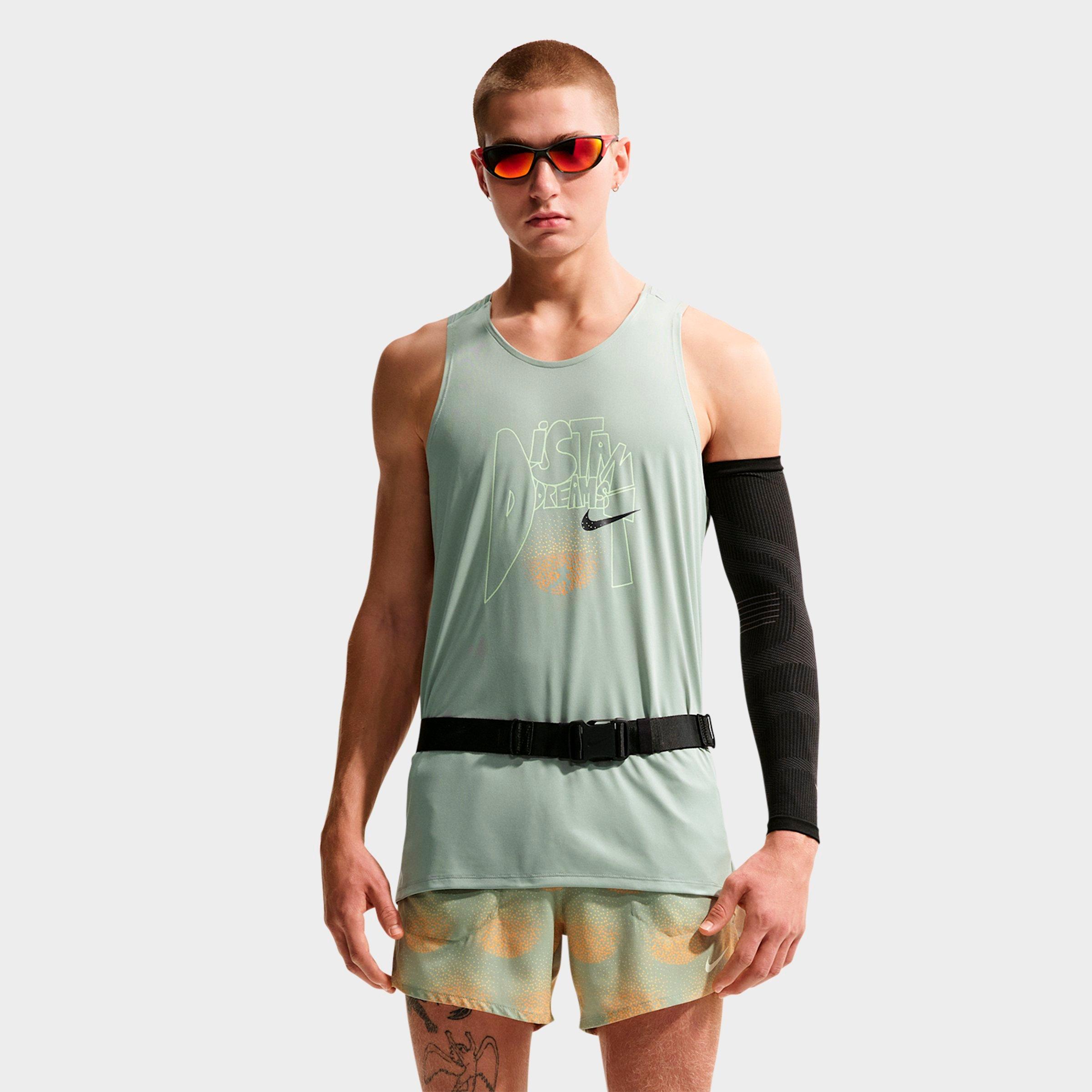 Nike Men's Stride Dri-FIT Distant Dreams ADV Running Tank Top in Jade Horizon/Linen Size: XL