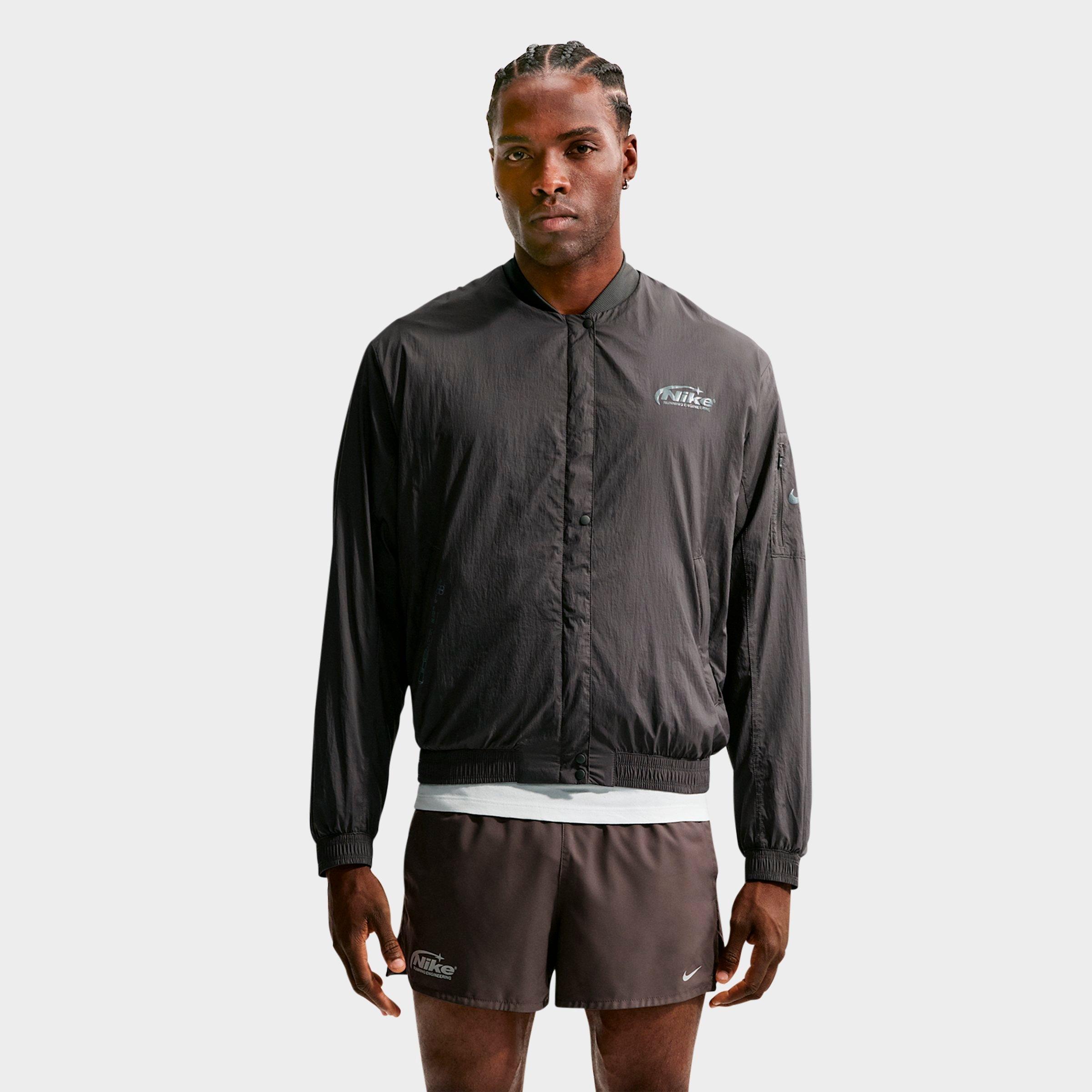 Nike Men's Repel UV Protection Running Bomber Jacket in Medium Ash