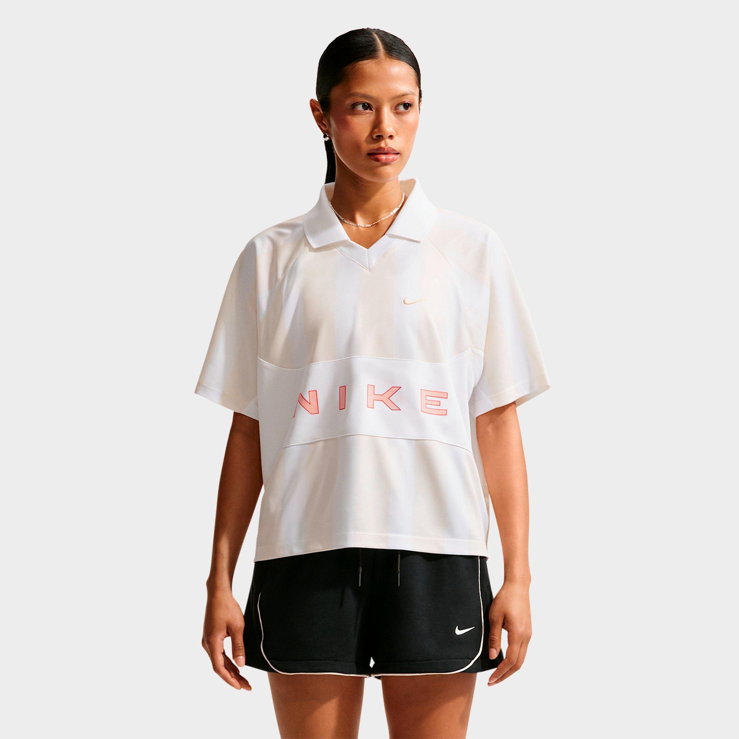 Nike Women's Sportswear Striped Oversized Jersey in Chalk/White Size: Medium