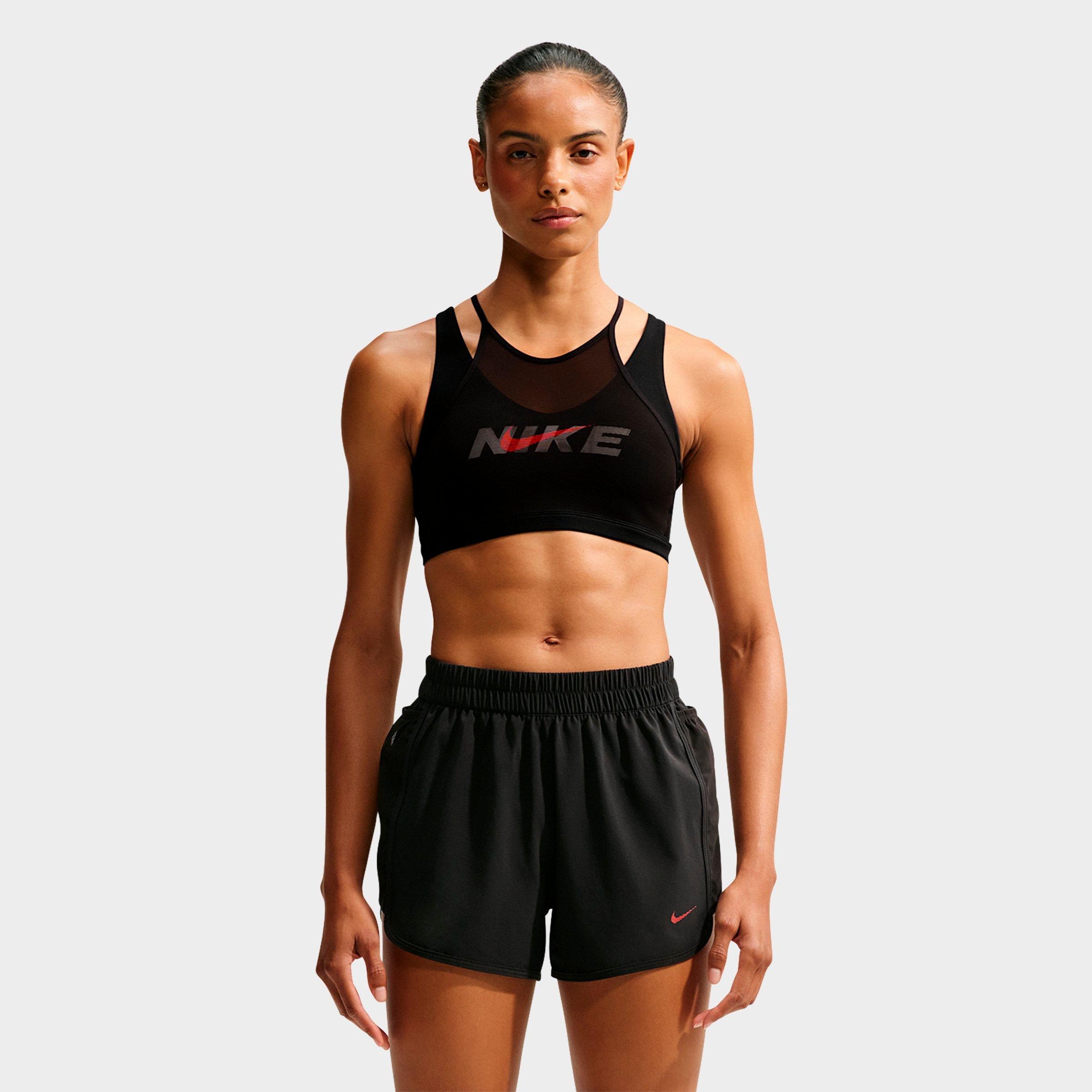 Nike Women's One Light-Support Padded Sports Bra in Black/Smoke Grey/University Red Size: Medium