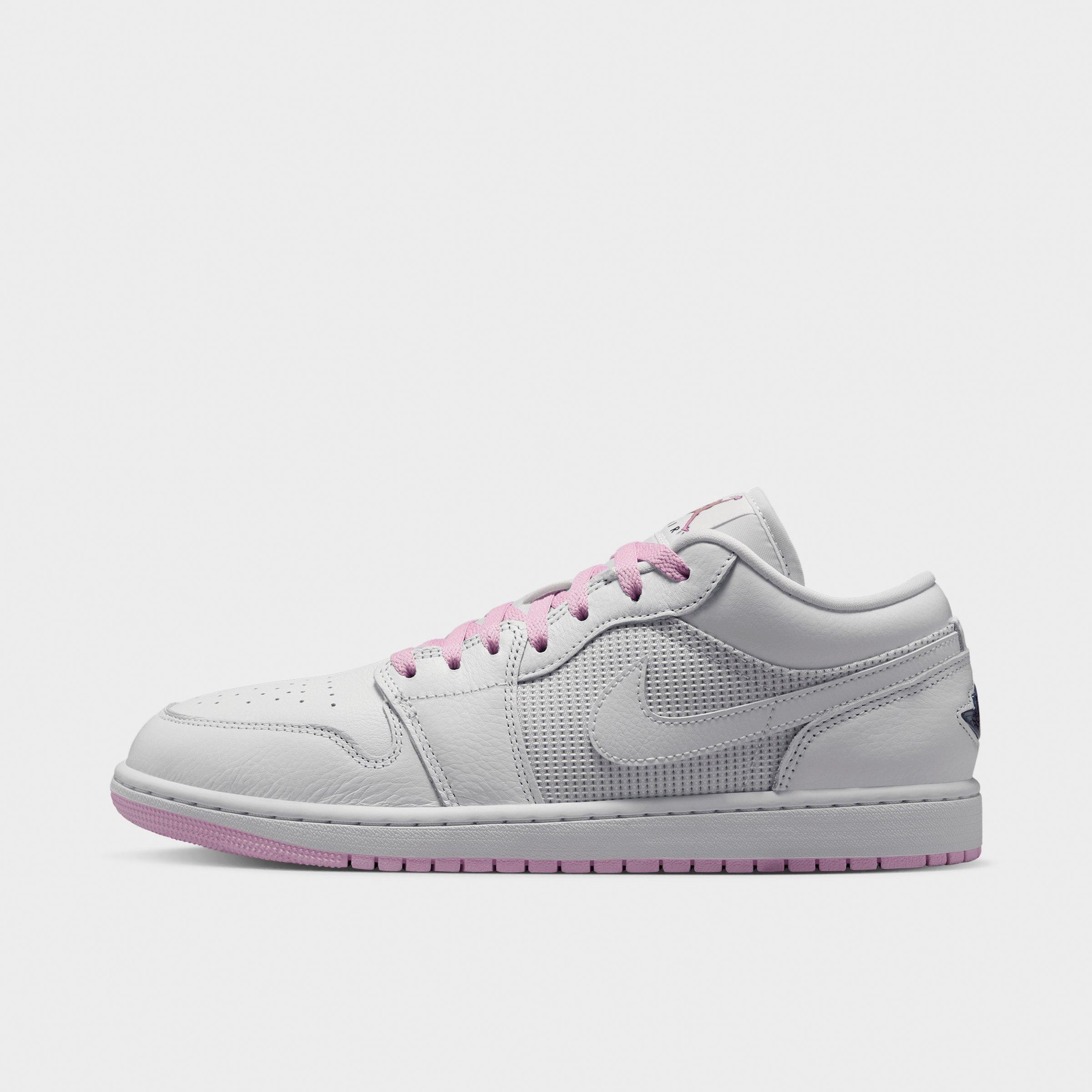 Jordan Men's Air Retro 1 Low SE Casual Shoes in Summit White/Light Arctic Pink/Silver Size: 8.0