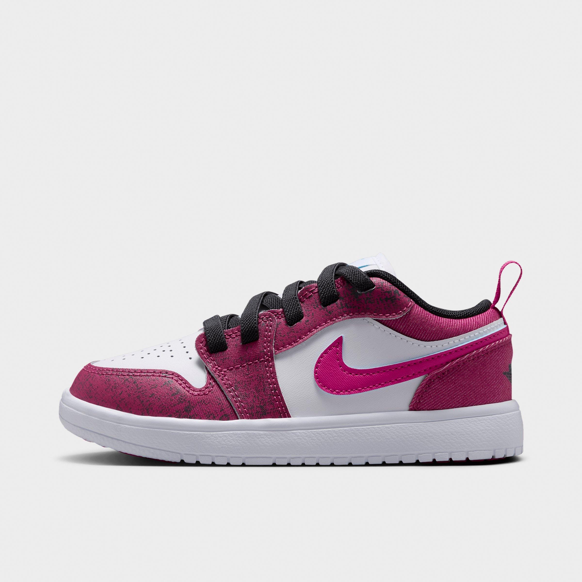 Jordan Little Kids Air Retro 1 Low Alt Stretch Lace Casual Shoes in Sweet Beet/White/Baltic Blue Size: 3.0