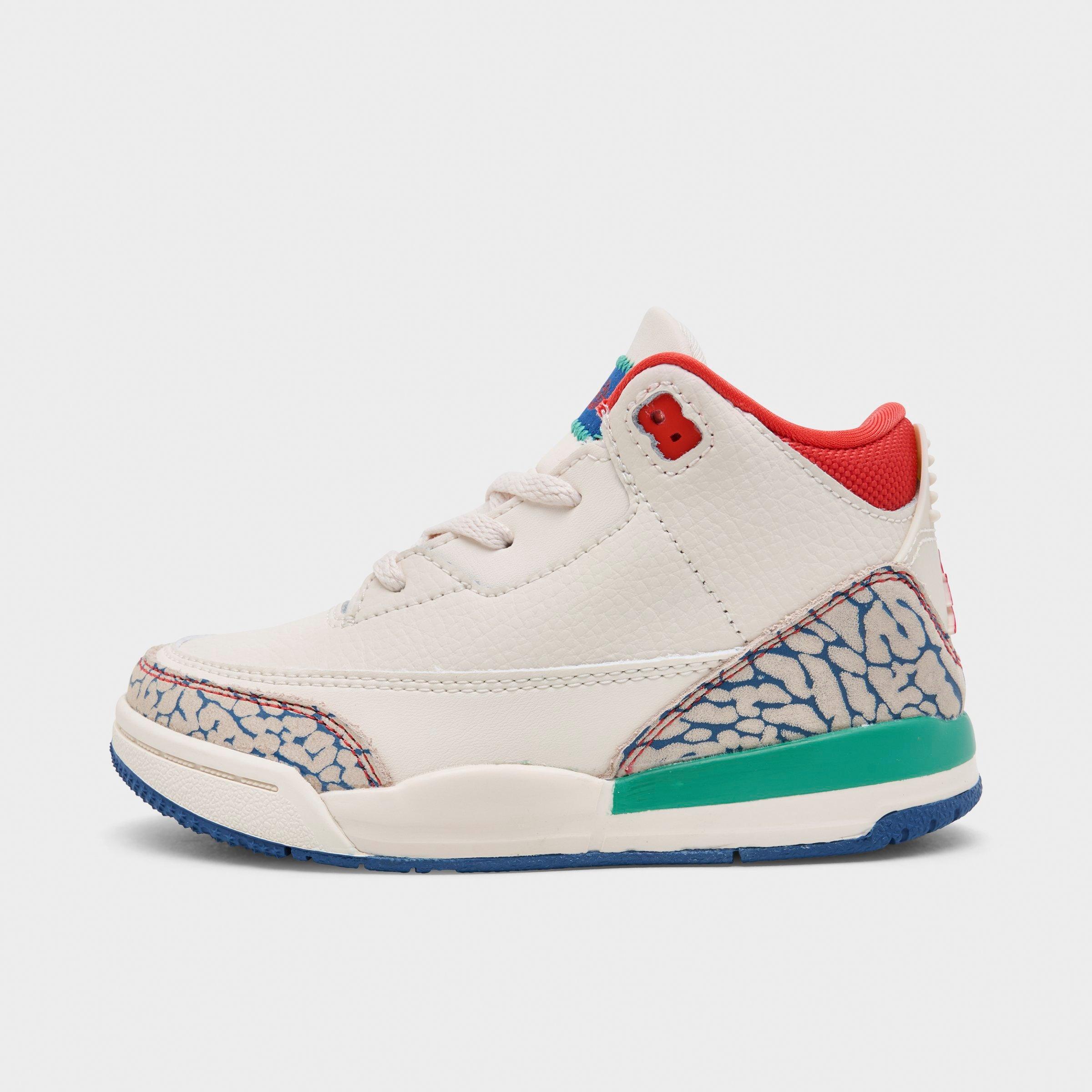 Jordan Kids Toddler Air Retro 3 Basketball Shoes in Chalk/Track Red/True Blue Size: 7.0