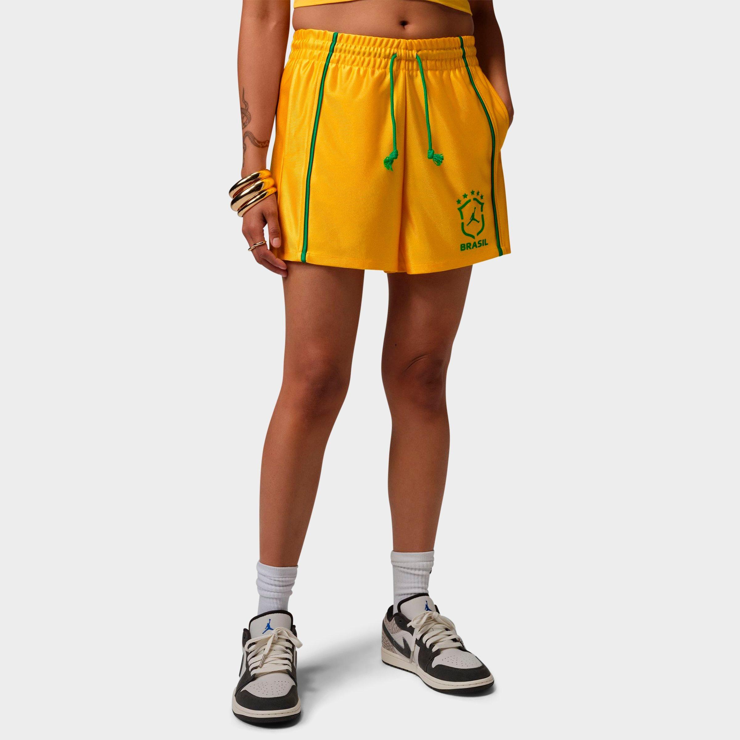 Jordan Women's Brooklyn Brazil Knit Shorts in Varsity Maize/Lucky Green Size: Medium