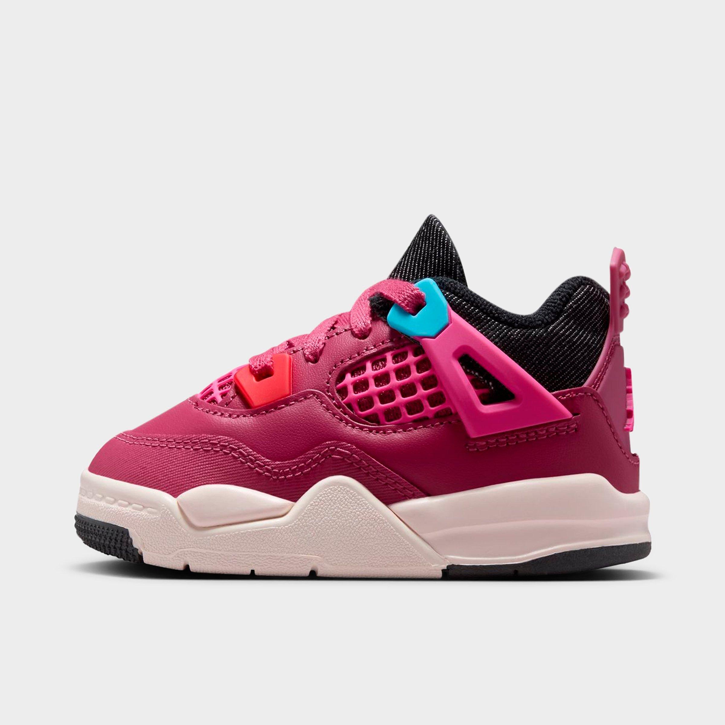 Jordan Kids Toddler Air Retro 4 Basketball Shoes in Sweet Beet/Desert Pink/Off Noir Size: 9.0