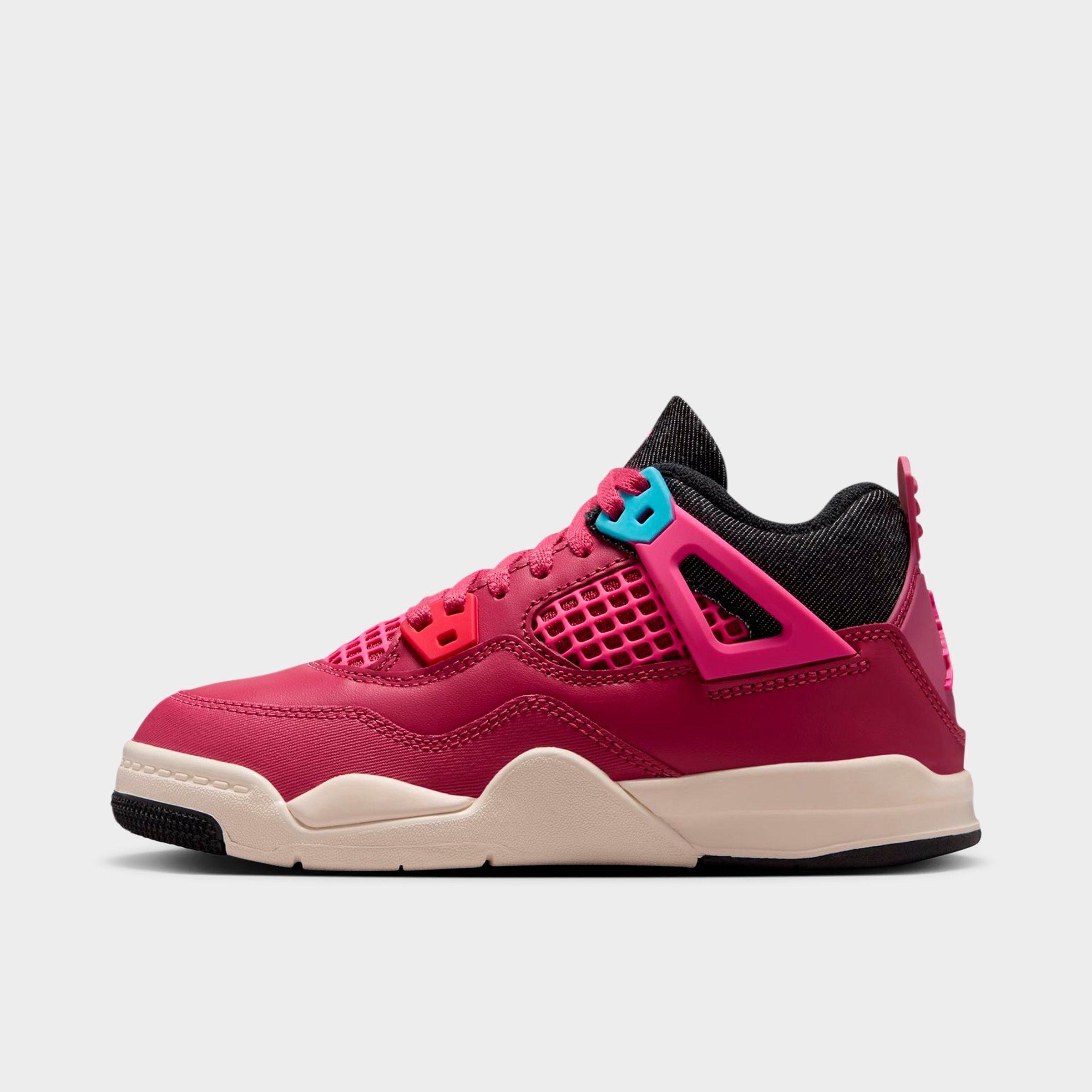 Jordan Little Kids Air Retro 4 Basketball Shoes in Sweet Beet/Desert Pink/Off Noir Size: 2.0