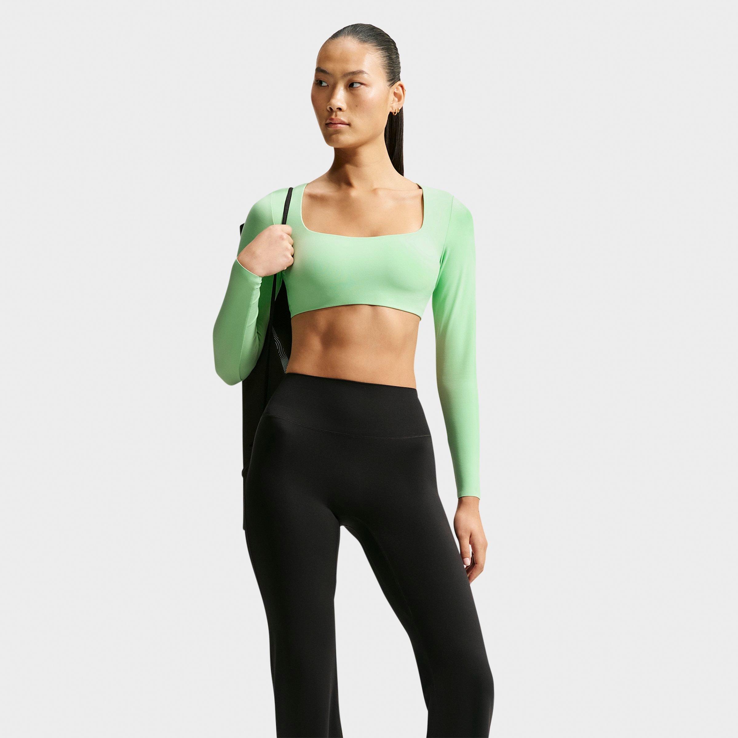 Nike Women's Zenvy Light-Support Padded Long-Sleeve Sports Bra in Cucumber Calm/Cool Grey Size: Medium