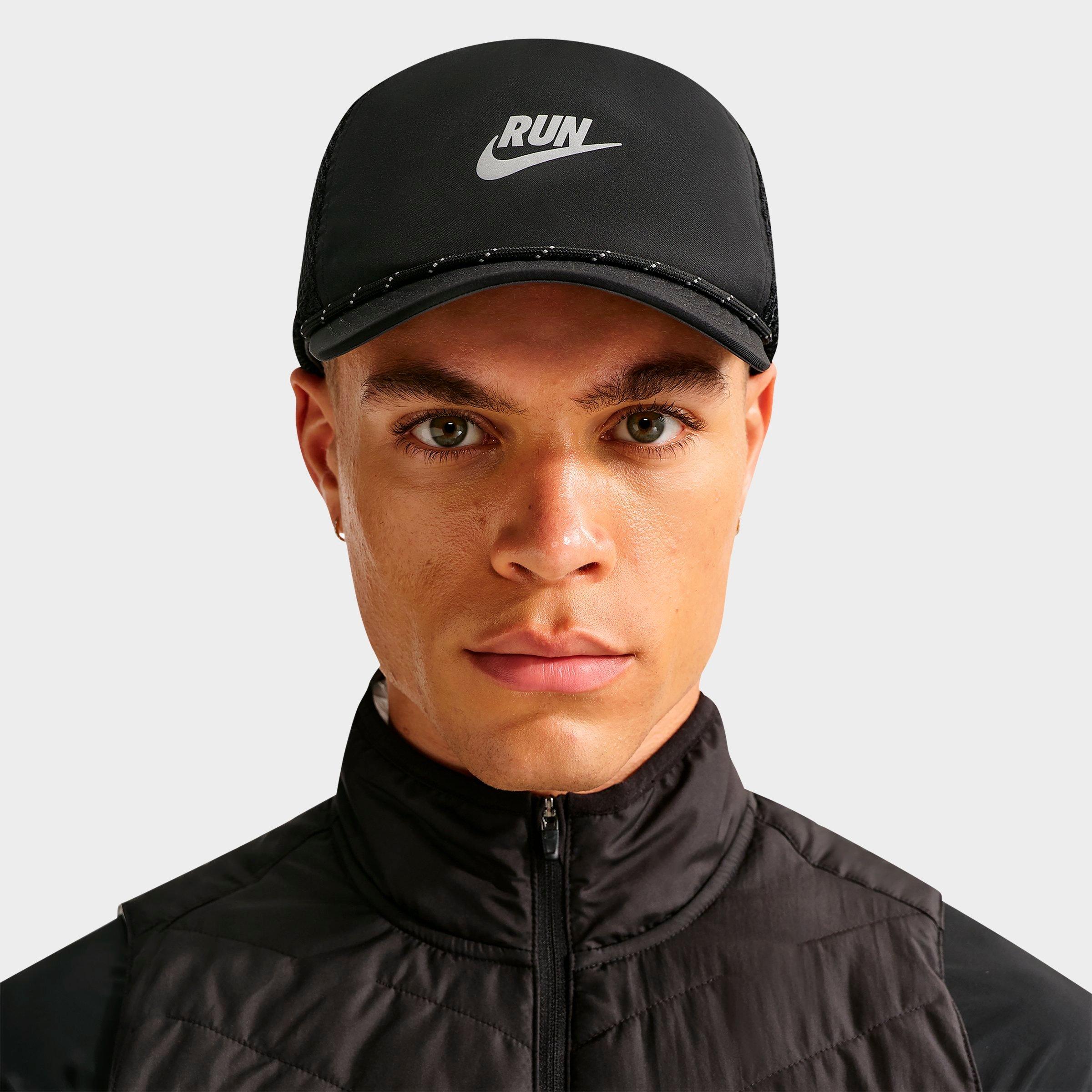 Nike Pro Dri-FIT Swoosh Unstructured Running Cap in Black/Anthracite/Reflective Silver Size: L-XL