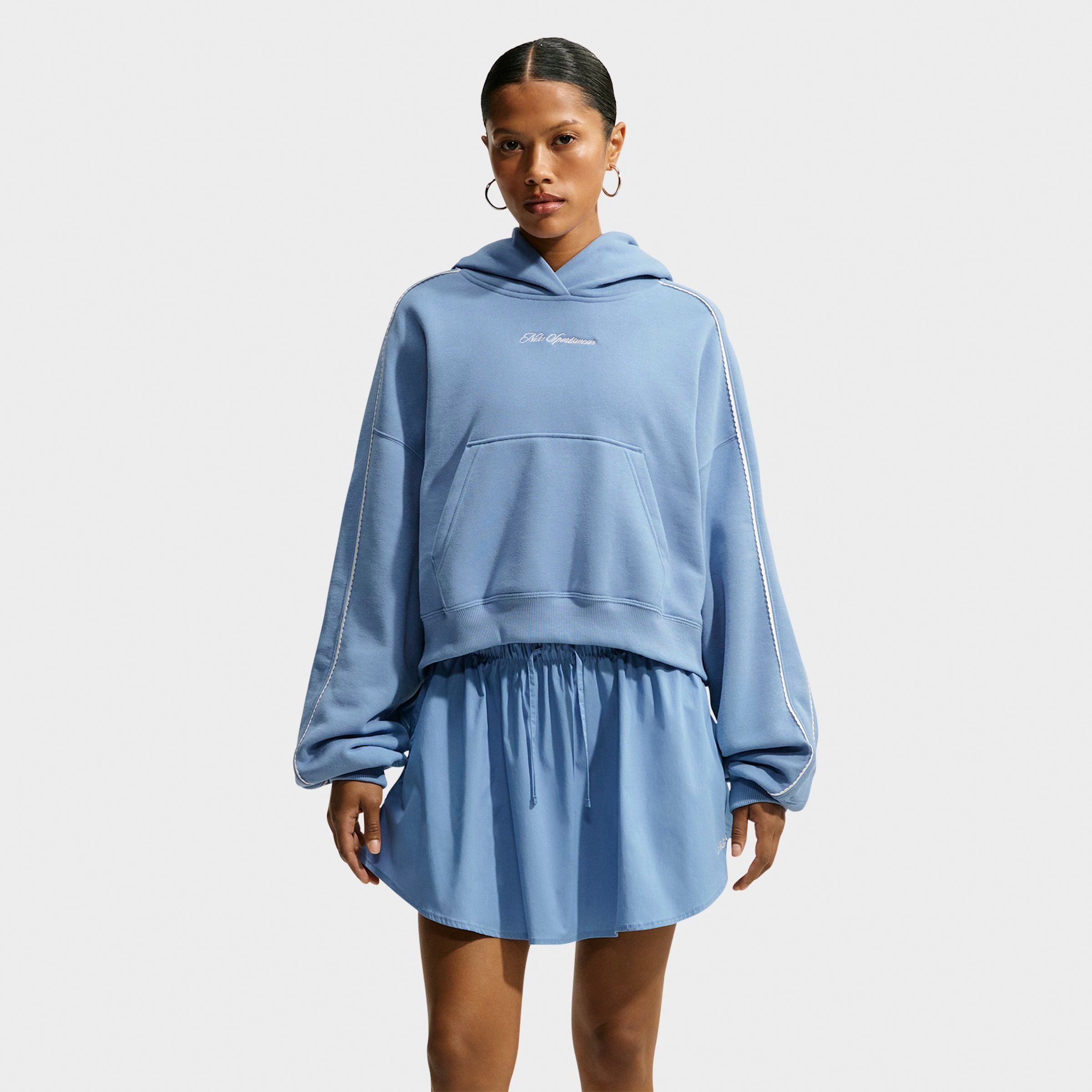 Nike Women's Studio Fleece Medium Weight Cropped Pullover Hoodie