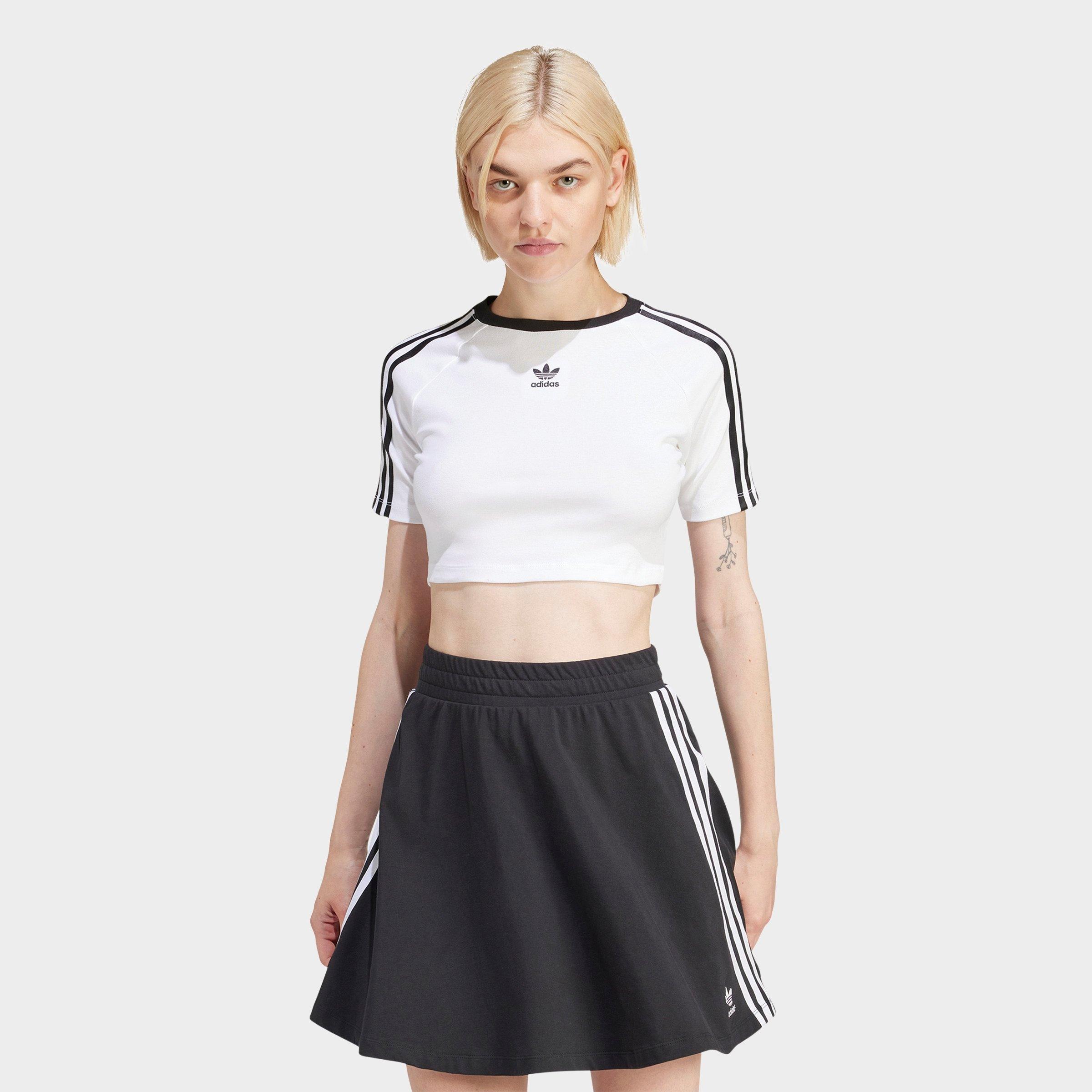 adidas Women's Originals adicolor 3-Stripes Baby T-Shirt in White Size: Small