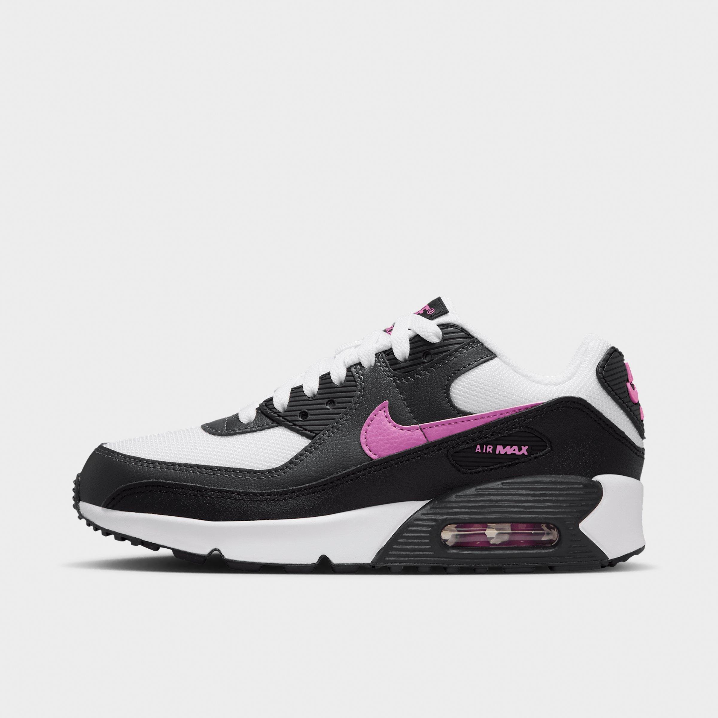 Nike Big Kids Air Max 90 Casual Shoes in White/Black/Anthracite Size: 4.0