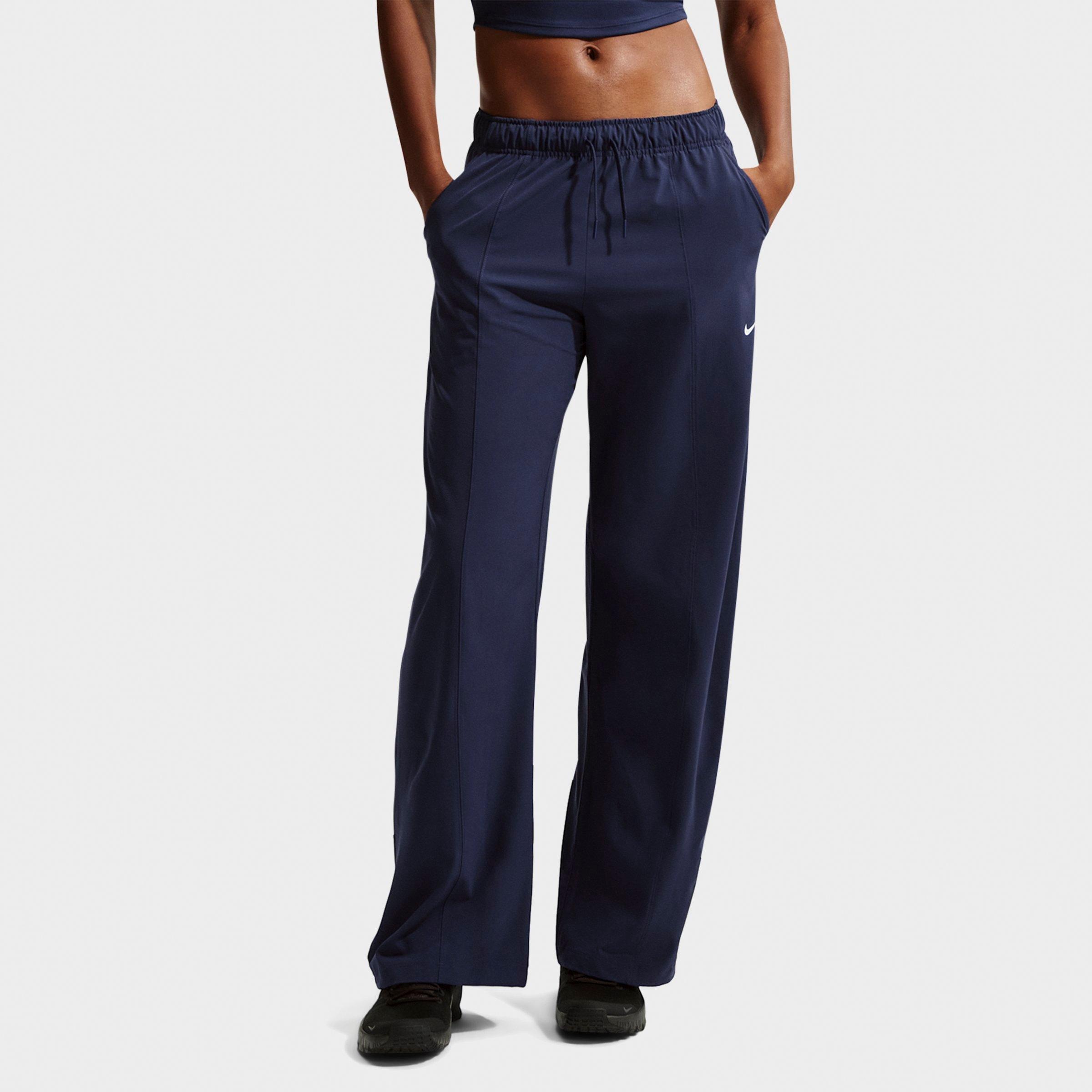 Nike Women's One Dri-FIT Woven Wide-Leg Pants in Midnight Navy/White Size: Large