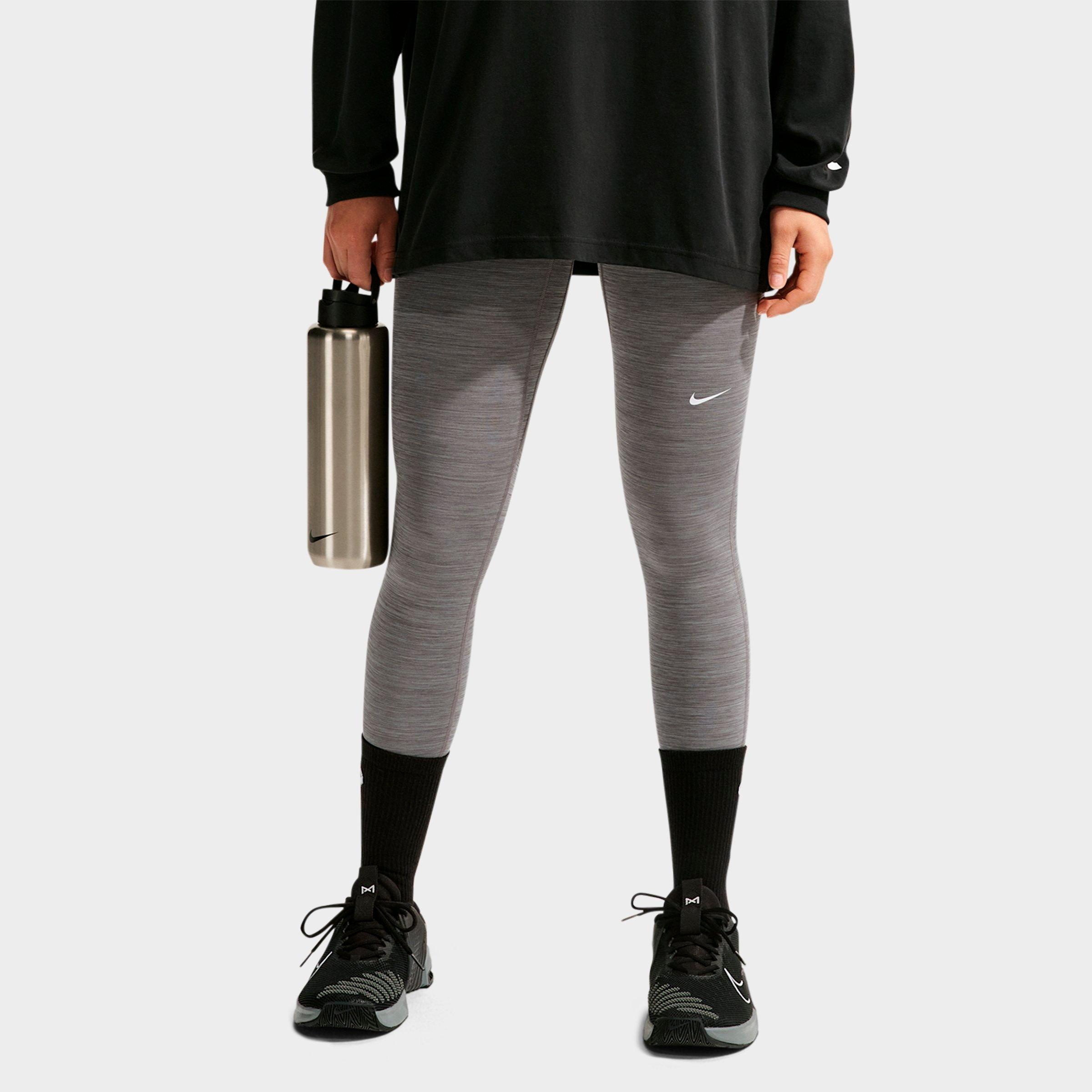 Nike Women's Pro Mid-Rise Full-Length Leggings in Smoke Grey/Heather/Black Size: Small
